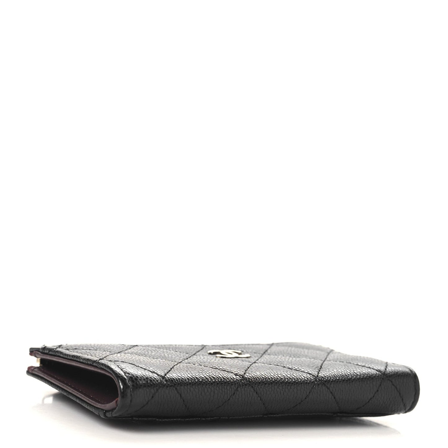 Caviar Quilted CC Zip Around Card Holder Black