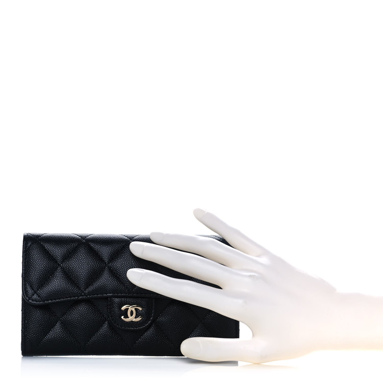 Chanel Caviar Quilted Medium Gusset Flap Wallet Black 2 of 11