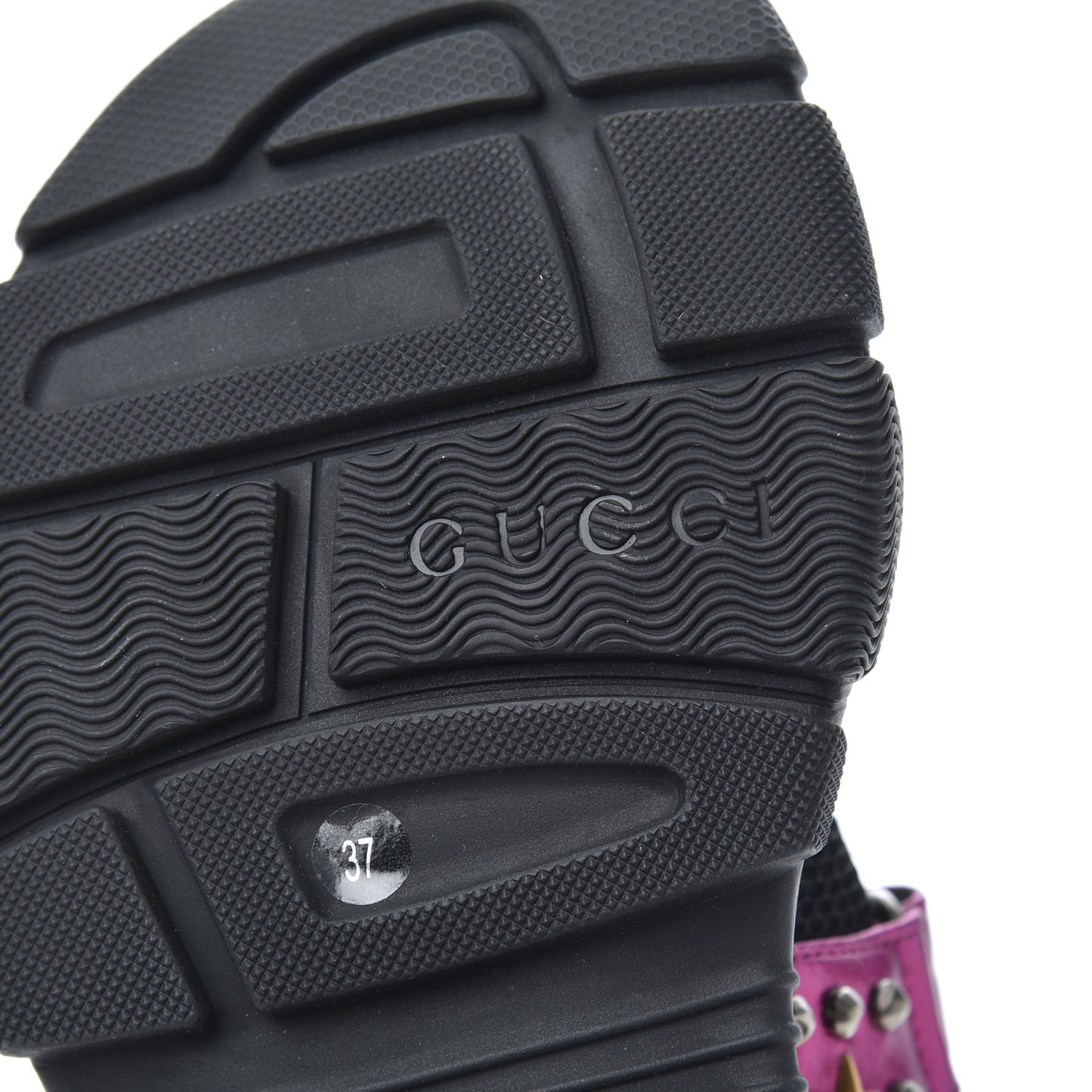 Nappa Mesh Crystal Embellished Studded Womens Aguru Sandals 37 Pink Black