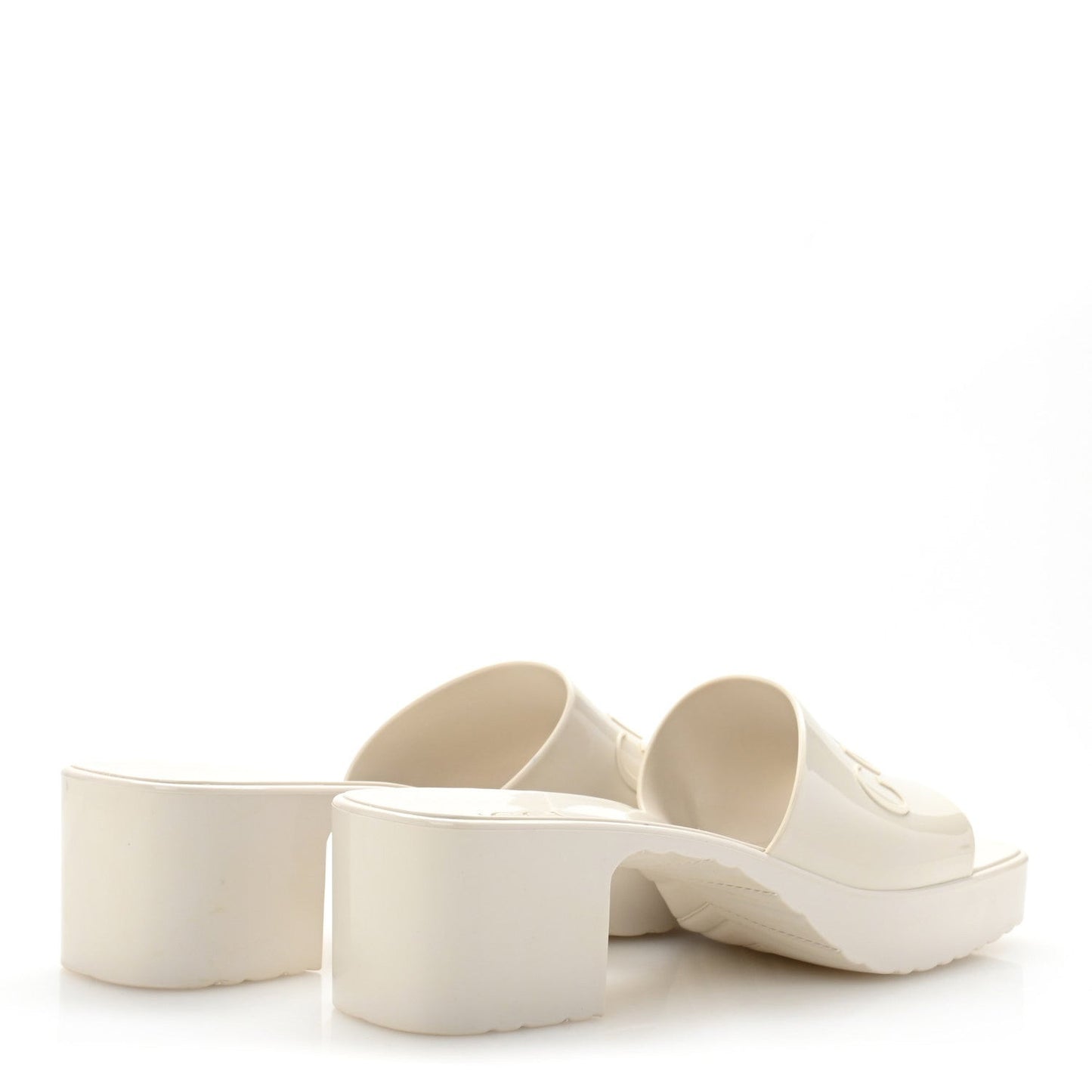 Rubber Logo Womens Platform 20/60mm Slide Sandals 38 Mystic White