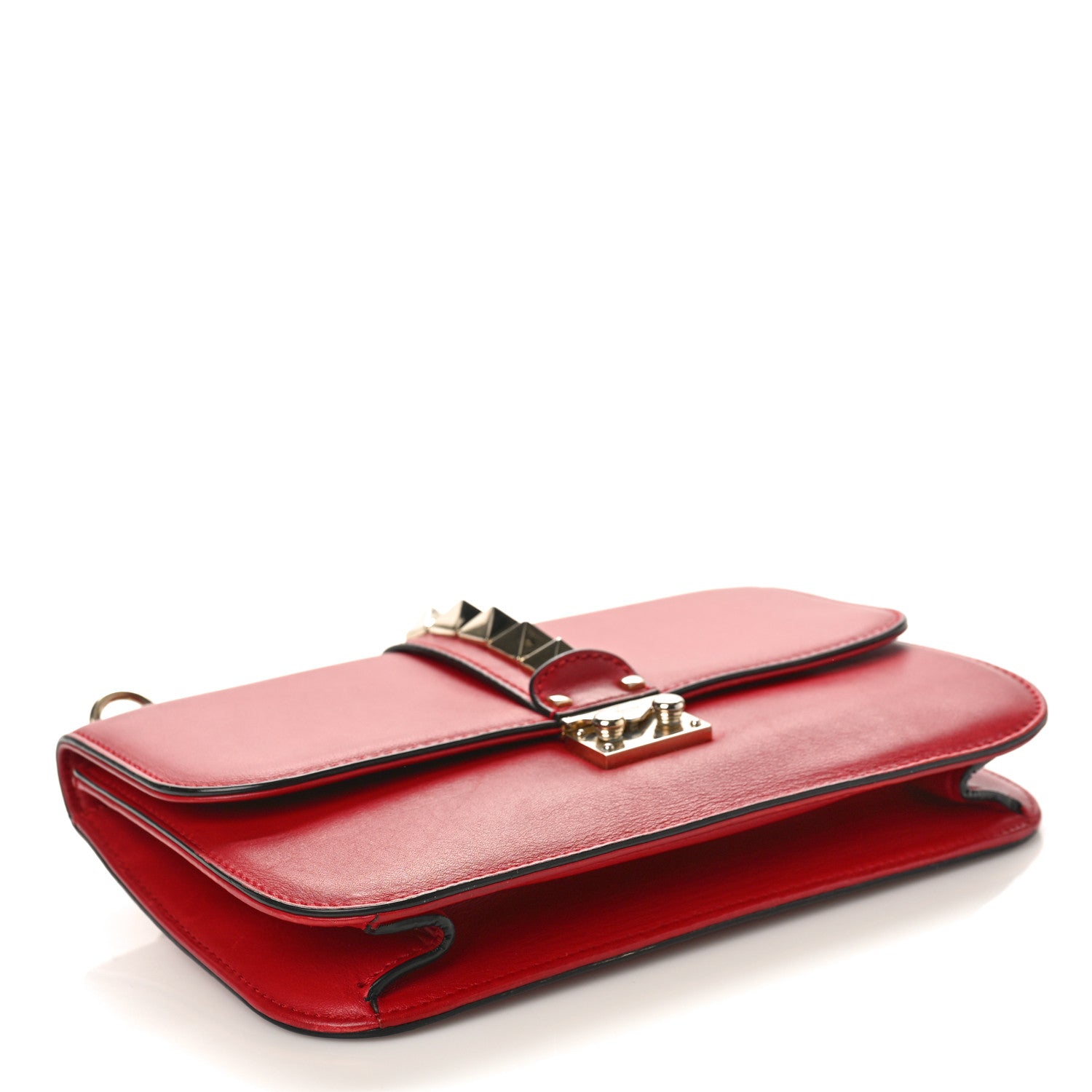 Valentino Garavani Vitello Medium Glam Lock Rockstud Flap Red 4 of 10