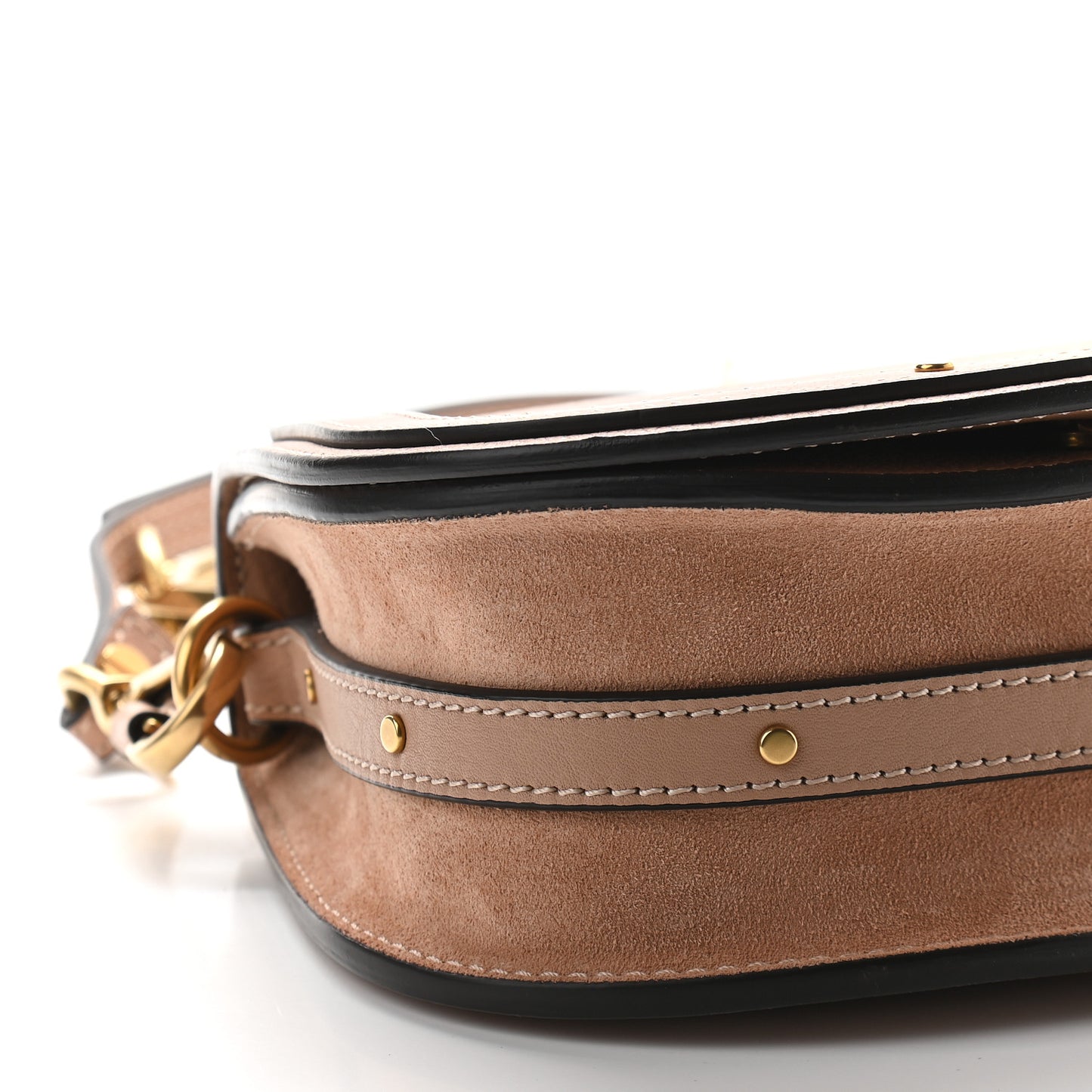 Calfskin Suede Small Nile Bracelet Bag Biscotti