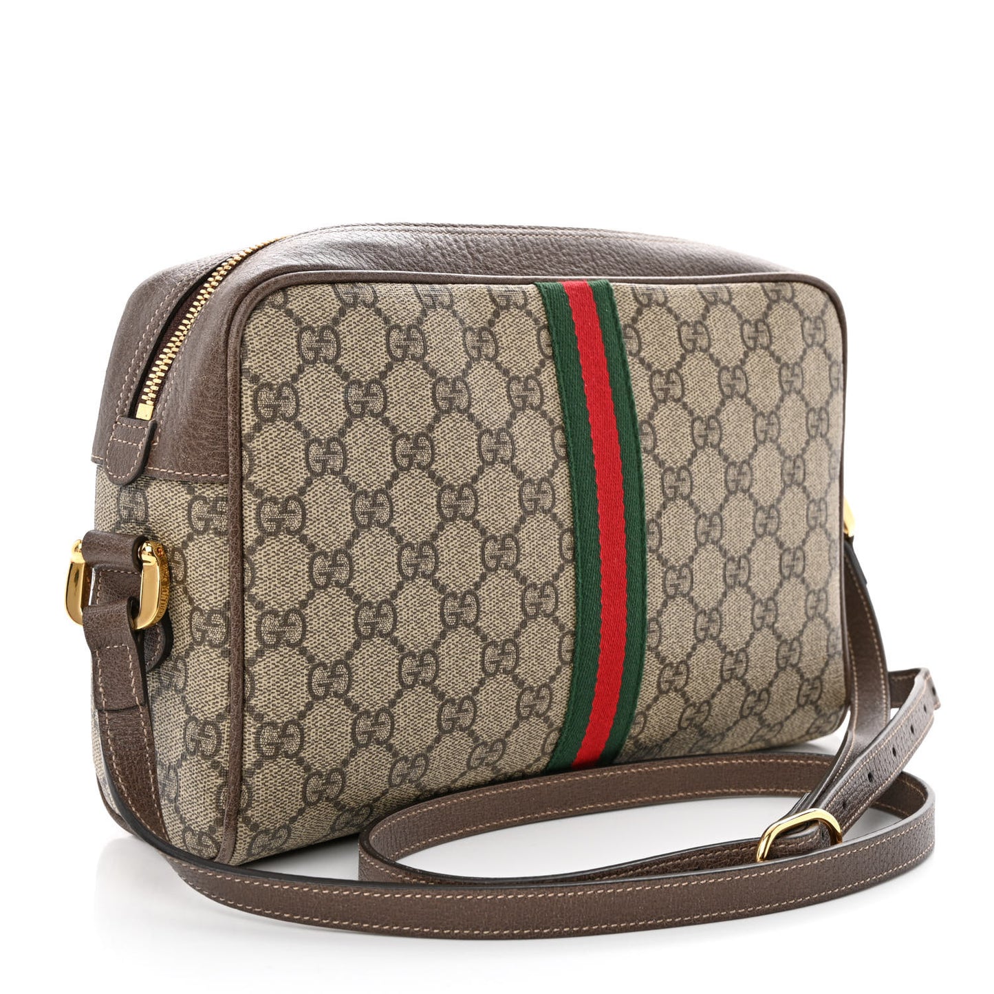 GG Supreme Monogram Web Small Ophidia Shoulder Bag Brown