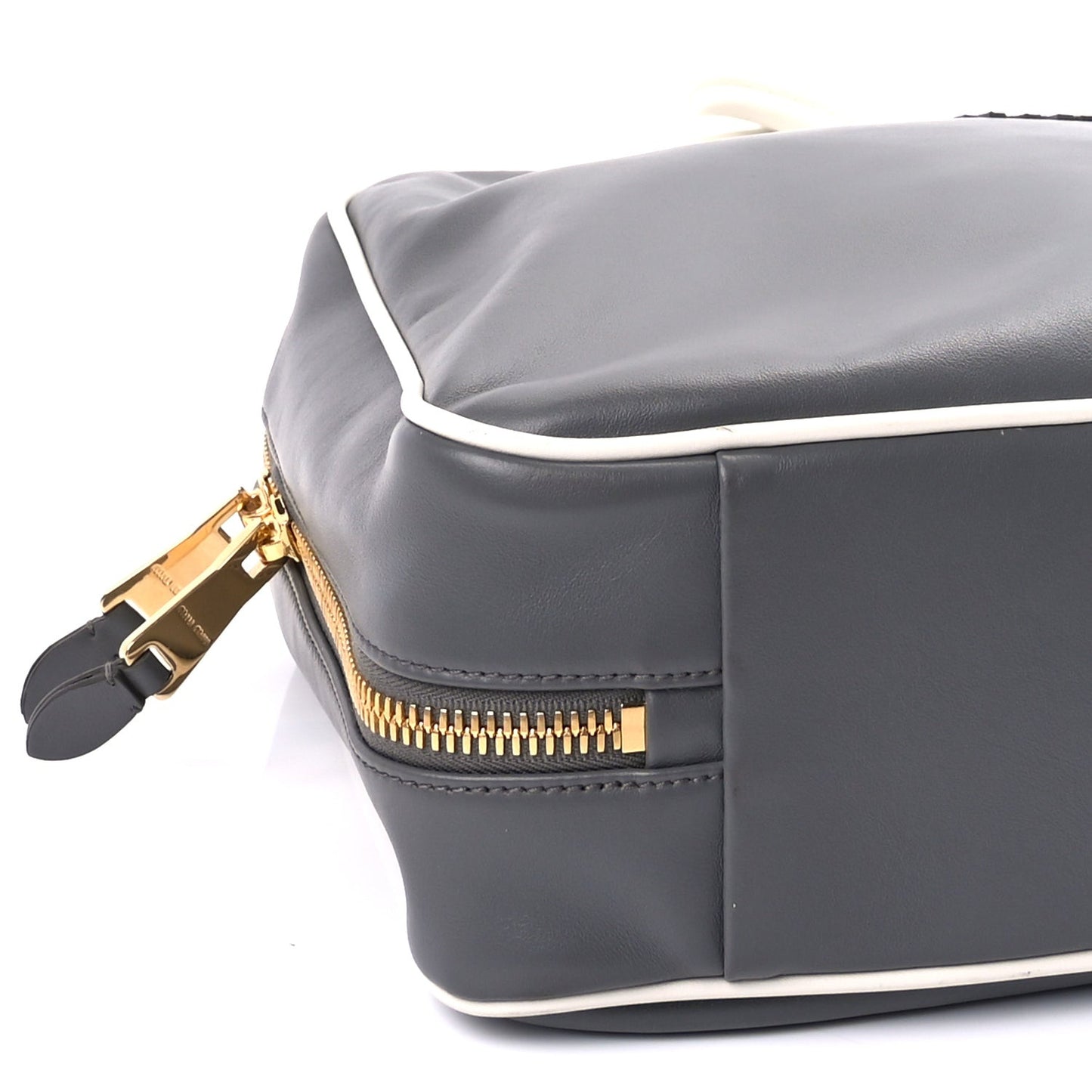 Soft Calf Softy Contrast Large Beau Top Handle Bag Marmo White
