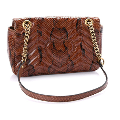 Gucci Snakeskin Matelasse Small GG Marmont Shoulder Bag Brown 2 of 18