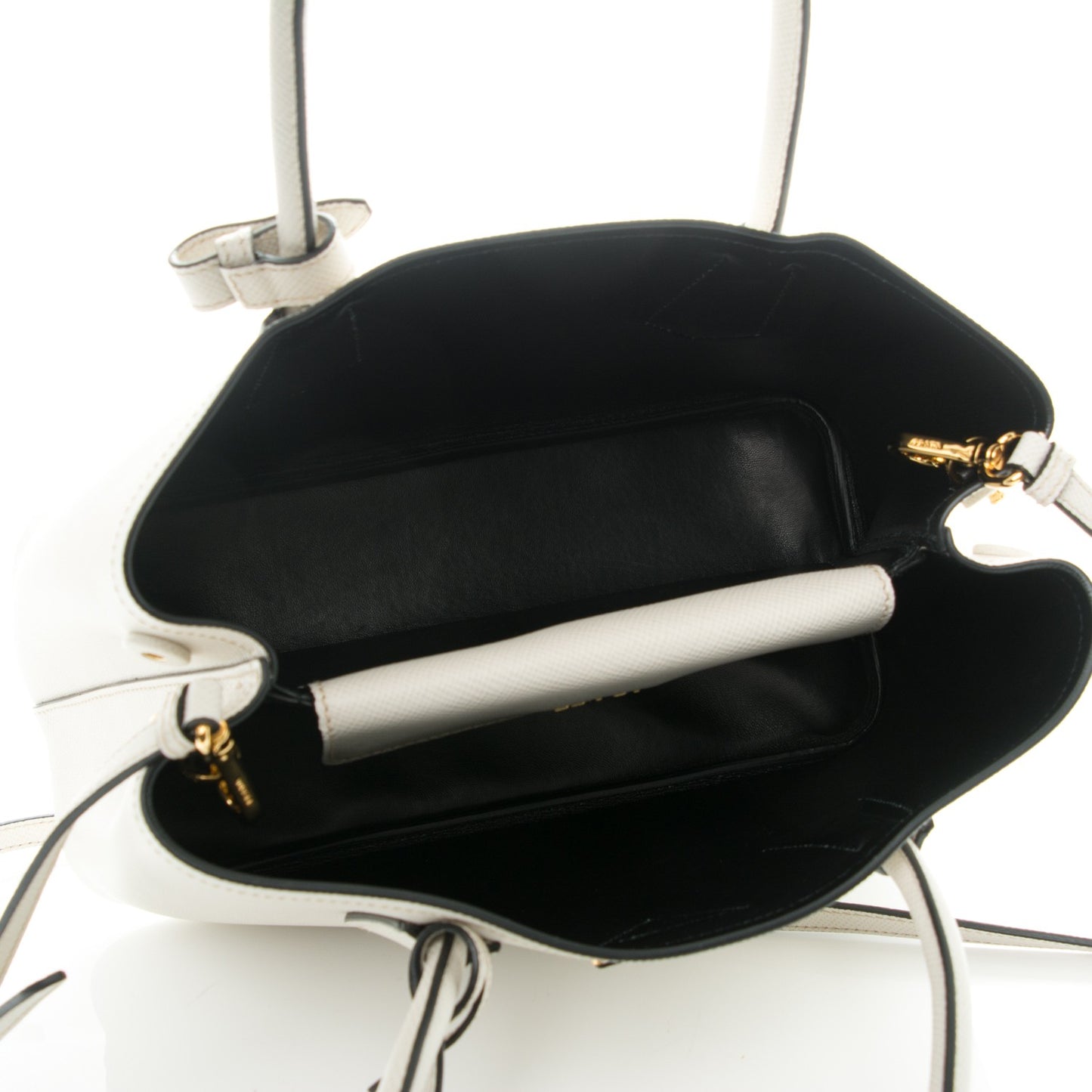 Saffiano Cuir Small Double Bag Talco Nero Black