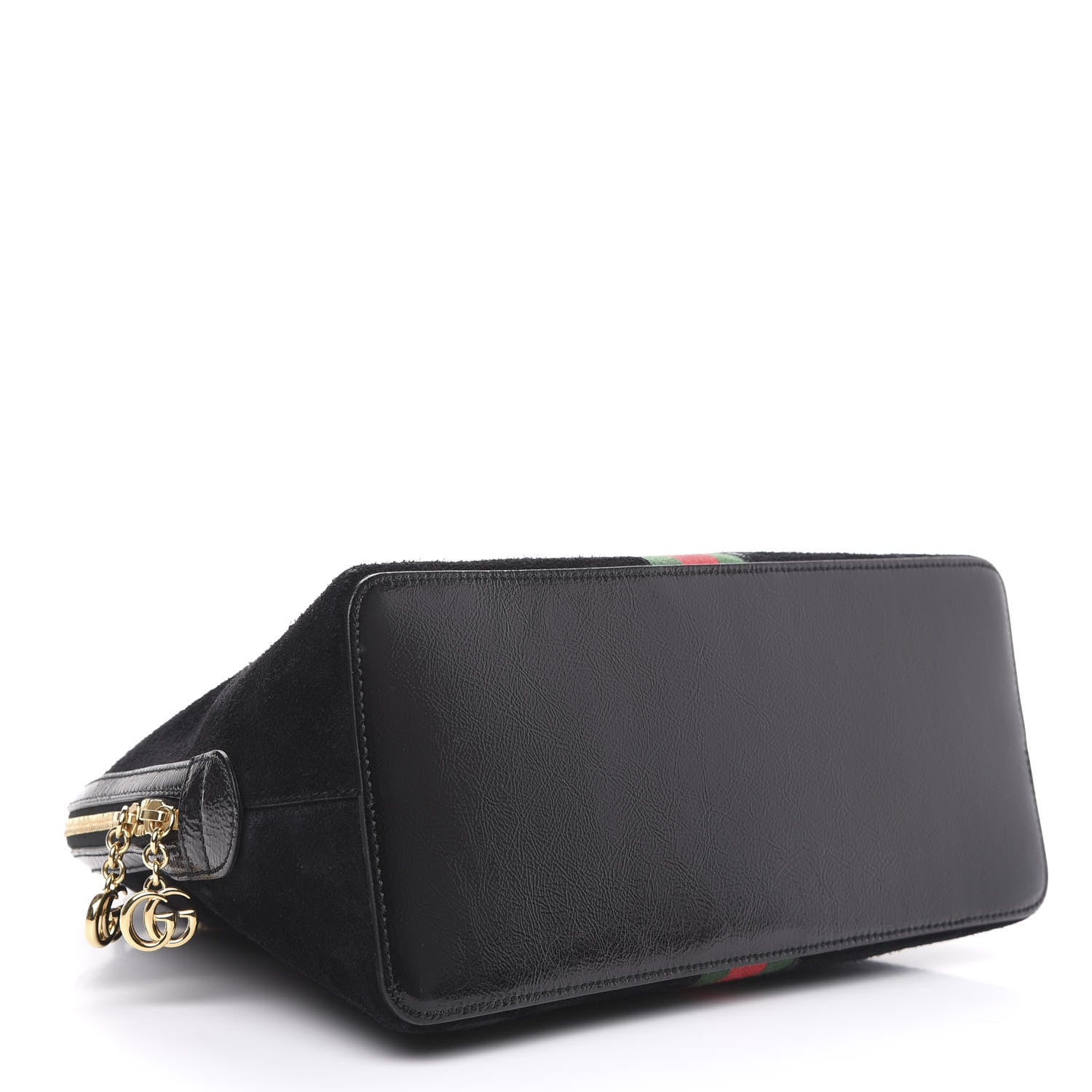 Gucci Suede Patent GG Web Medium Ophidia Top Handle Dome Bag Black 5 of 14