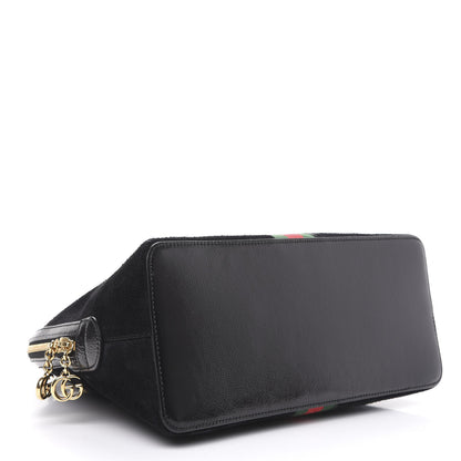 Gucci Suede Patent GG Web Medium Ophidia Top Handle Dome Bag Black 5 of 14