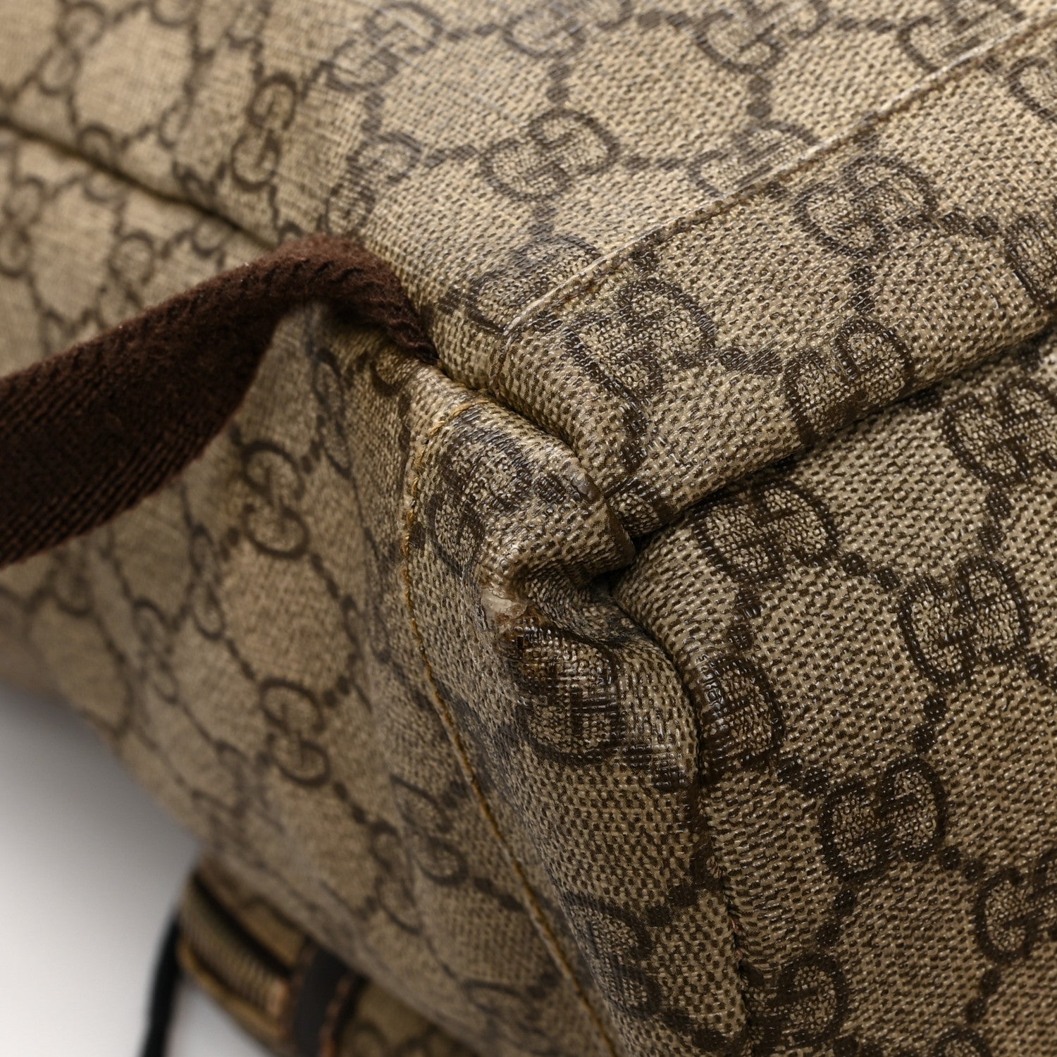 Gucci GG Supreme Monogram Medium Single Buckle Rucksack Backpack Beige Ebony Brown 10 of 16