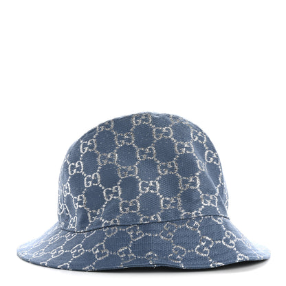 Gucci Canvas Lame GG Monogram Bucket Hat S Light Blue Silver 5 of 9