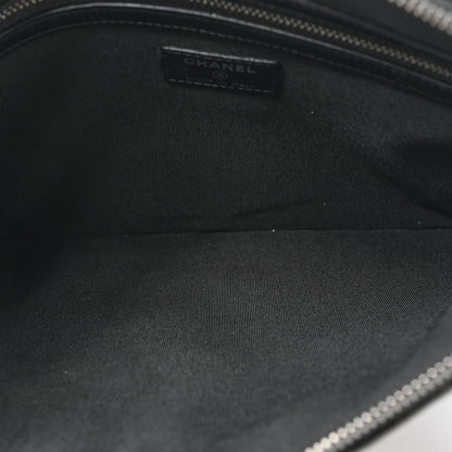 Chanel Calfskin Crocodile Embossed Quilted Medium Gabrielle Cosmetic Case Black 5 of 10