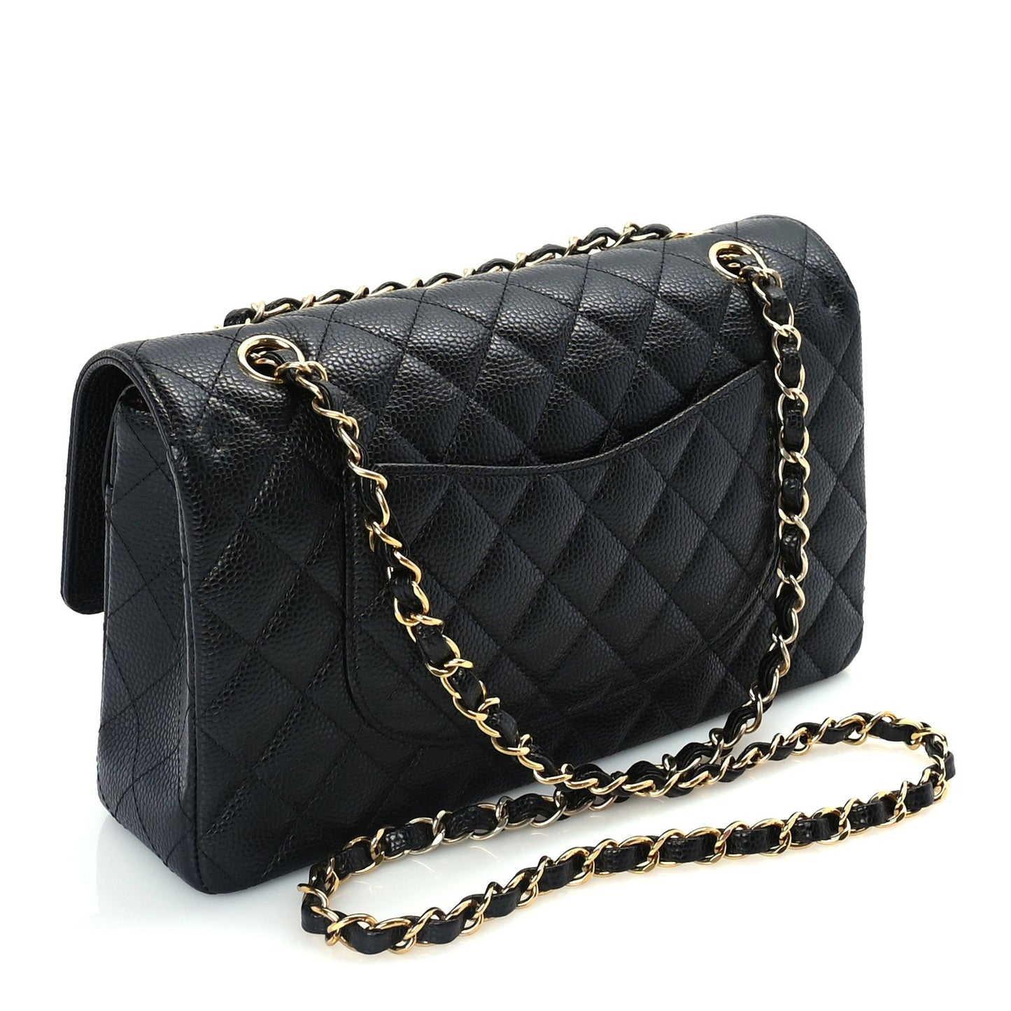 Caviar Quilted Medium Double Flap  Black