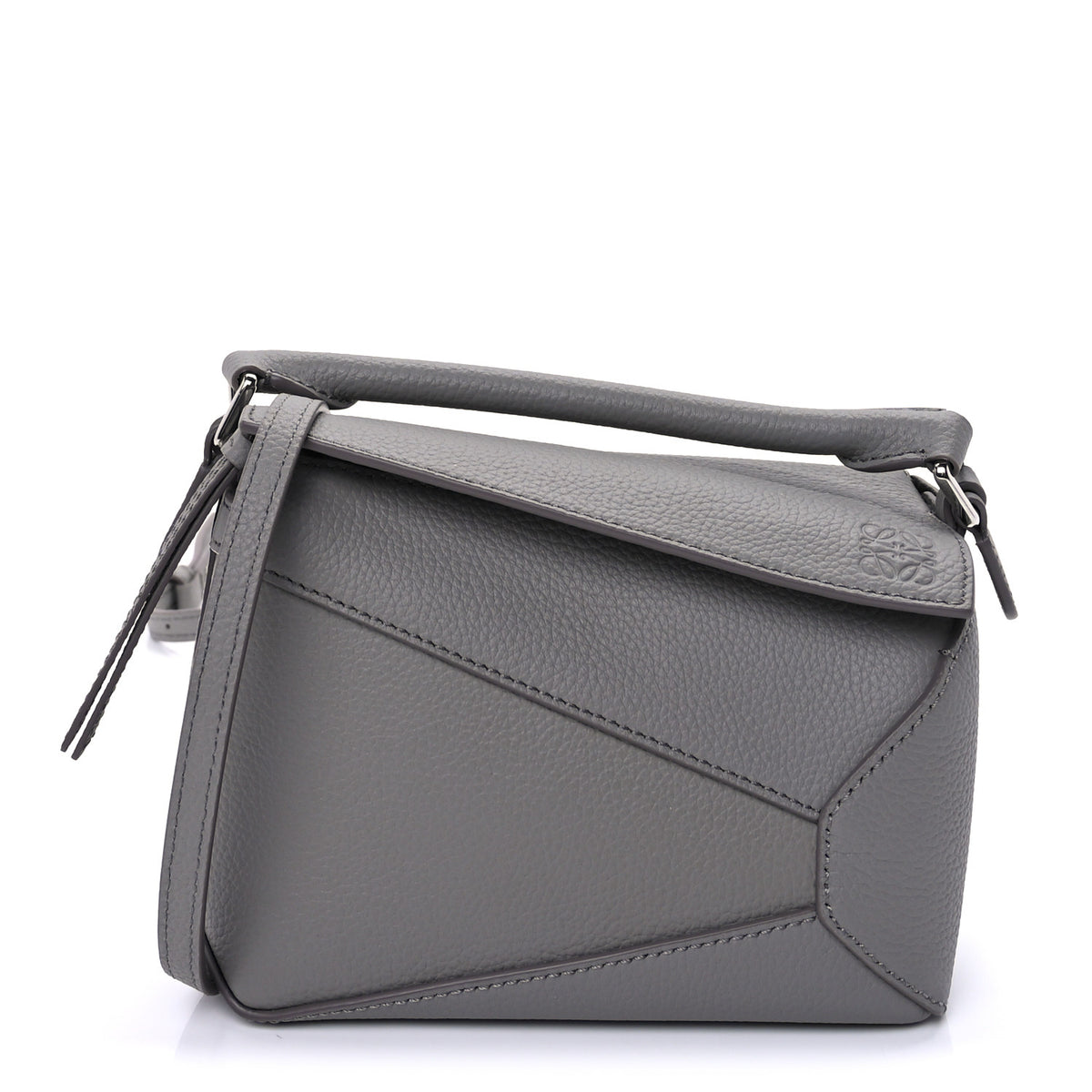 Soft Grained Calfskin Mini Puzzle Edge Bag Pearl Grey