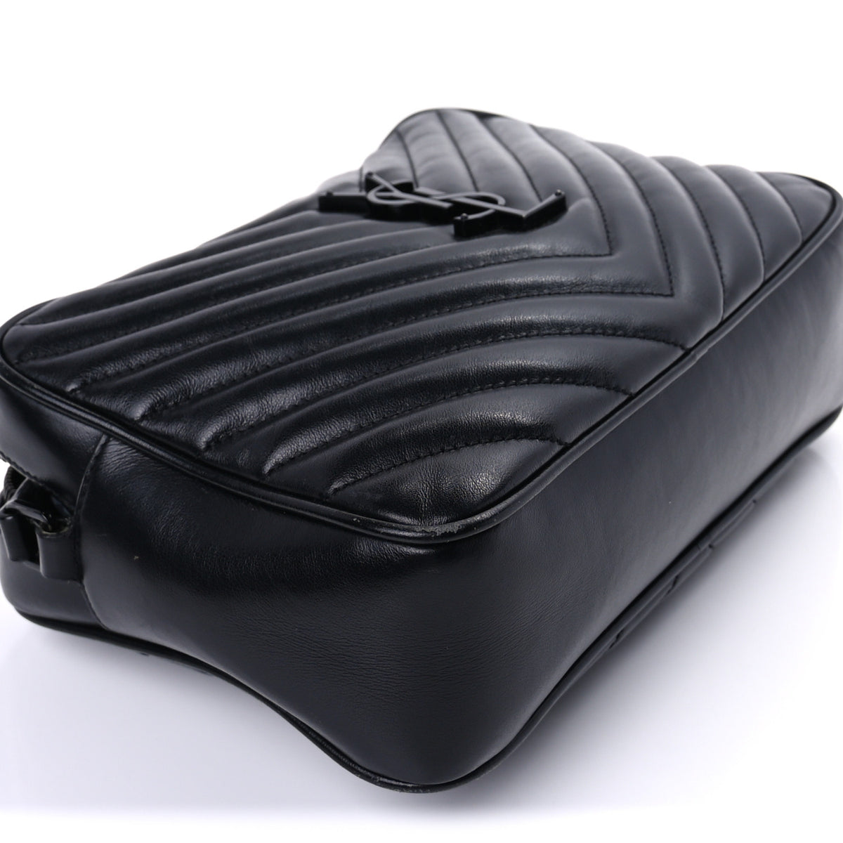 Saint Laurent Calfskin Matelasse Monogram Monochrome Lou Camera Bag Black 7 of 8