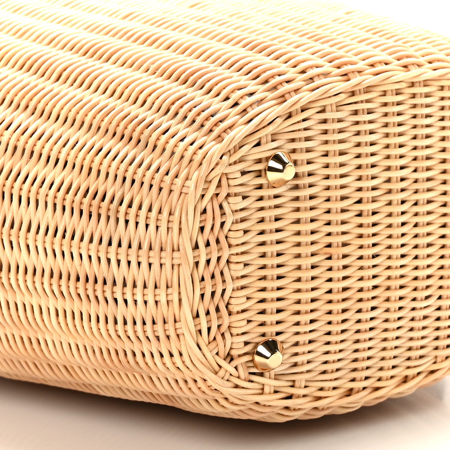 Wicker Canvas Shoulder Bag Naturale Bluette