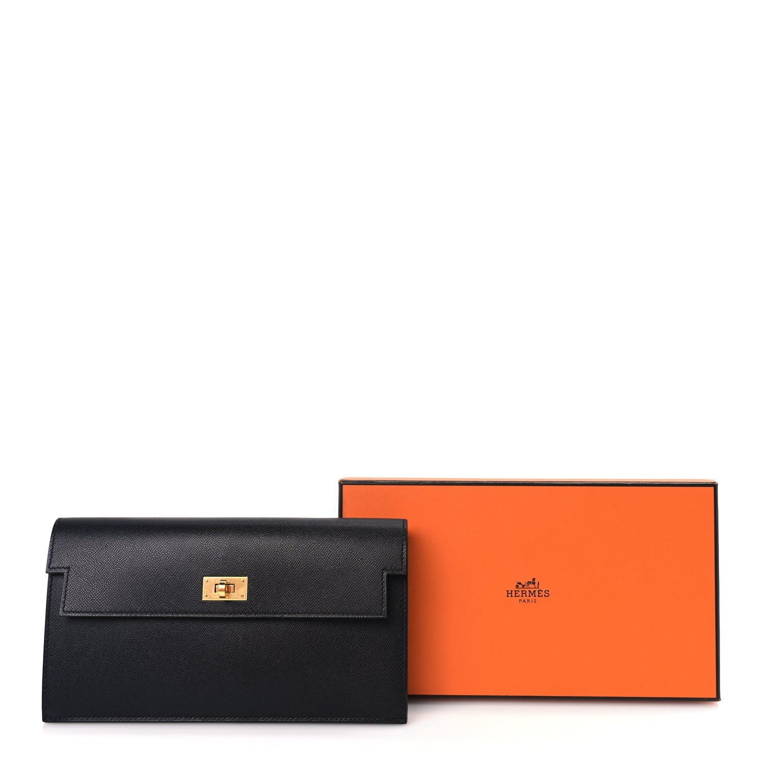 Hermes Madame Calfskin Kelly Pocket Long Wallet Black 9 of 9