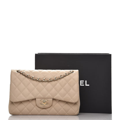 Chanel Caviar Quilted Jumbo Double Flap Light Beige 21 of 21