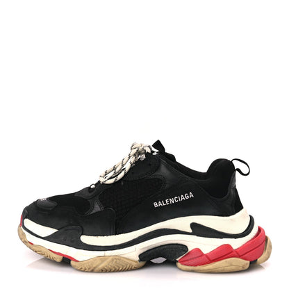 Balenciaga Fabric Mesh Washed Effect Mens Triple S Sneakers 43 Black Red 1 of 9