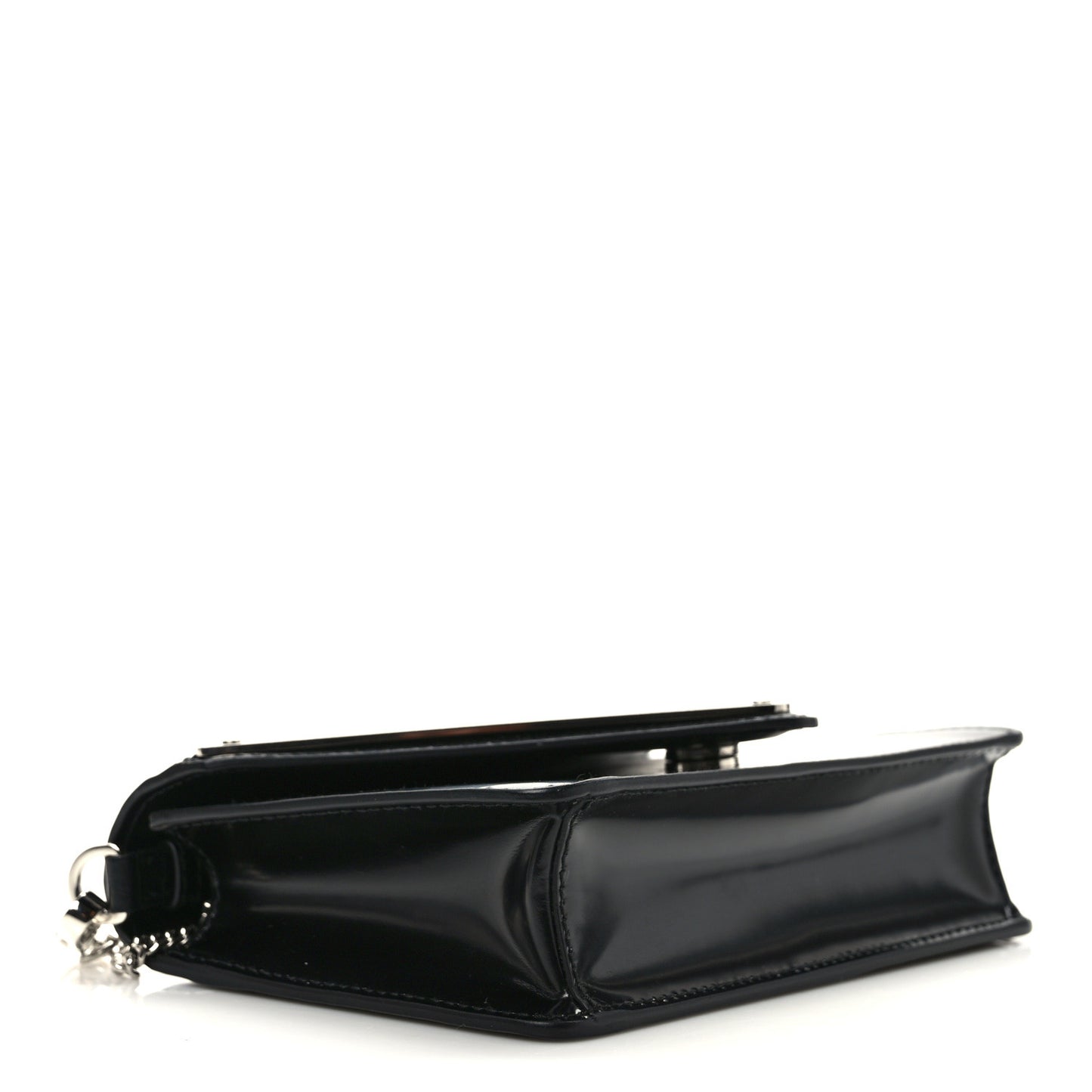 Spazzolato Triangle Logo Plate Flap Chain Crossbody Bag Black