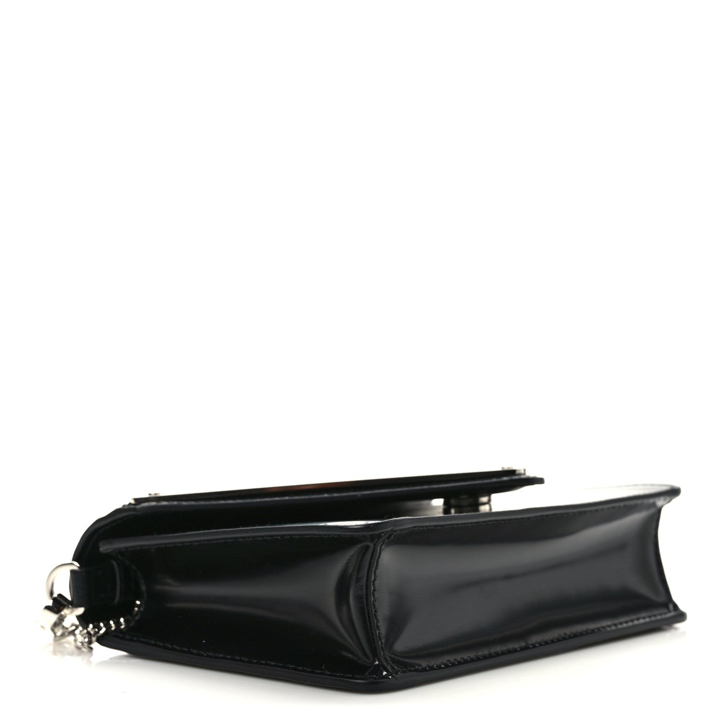 Prada Spazzolato Triangle Logo Plate Flap Chain Crossbody Bag Black 4 of 8