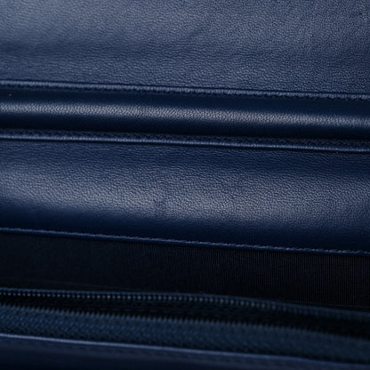 Chanel Lambskin Quilted CC Crossing Wallet On Chain WOC Blue 12 of 23