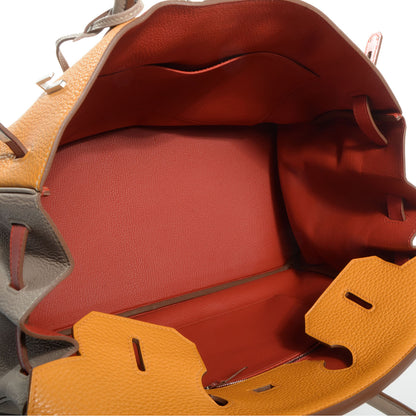 Hermes Taurillon Clemence Swift Tri-Color Birkin 35 Rose Jaipur Gris Tourterelle Moutarde 5 of 10