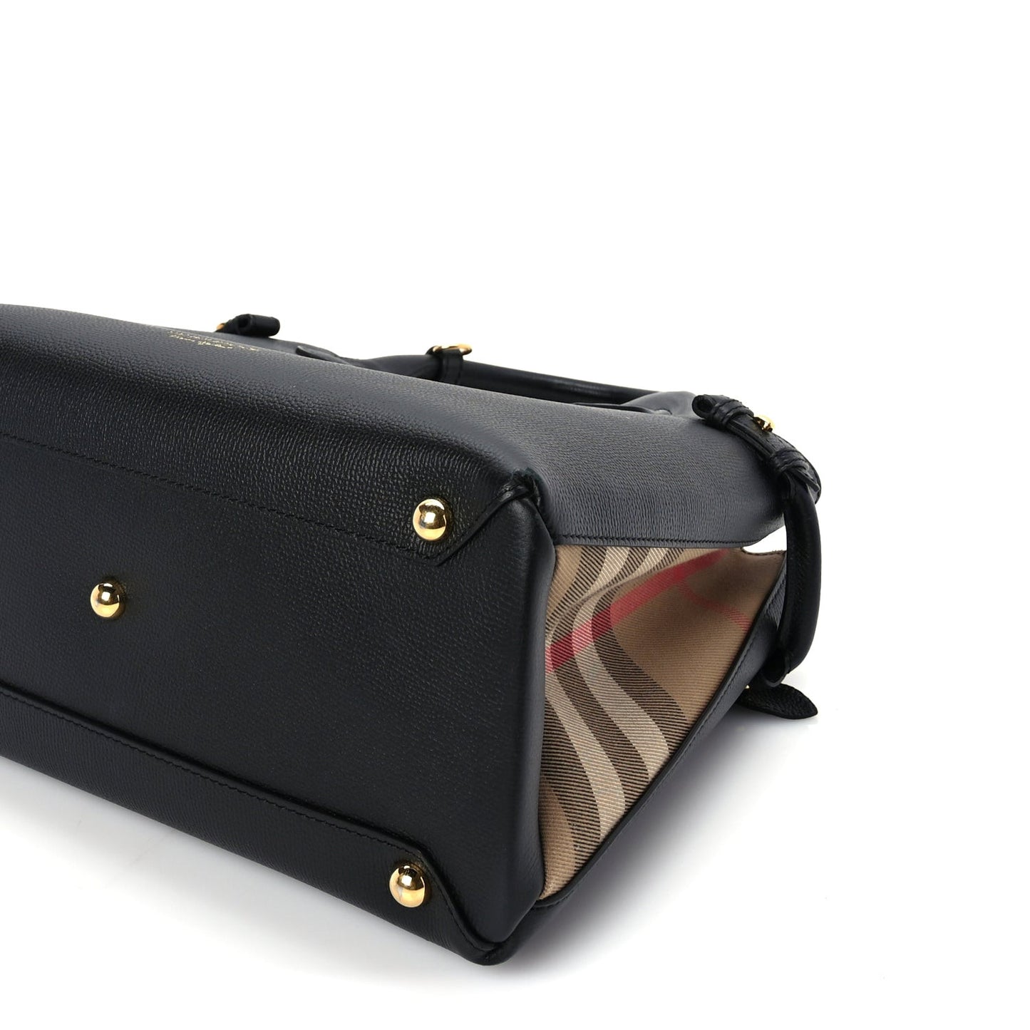 Grainy Calfskin House Check Medium Banner Tote Black