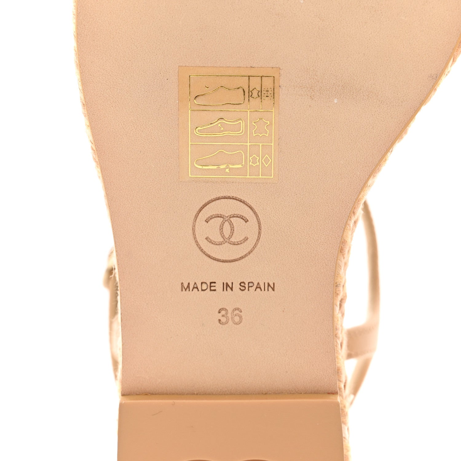 Chanel Lambskin Grosgrain CC Espadrilles Wedges 36 Beige Black 6 of 8