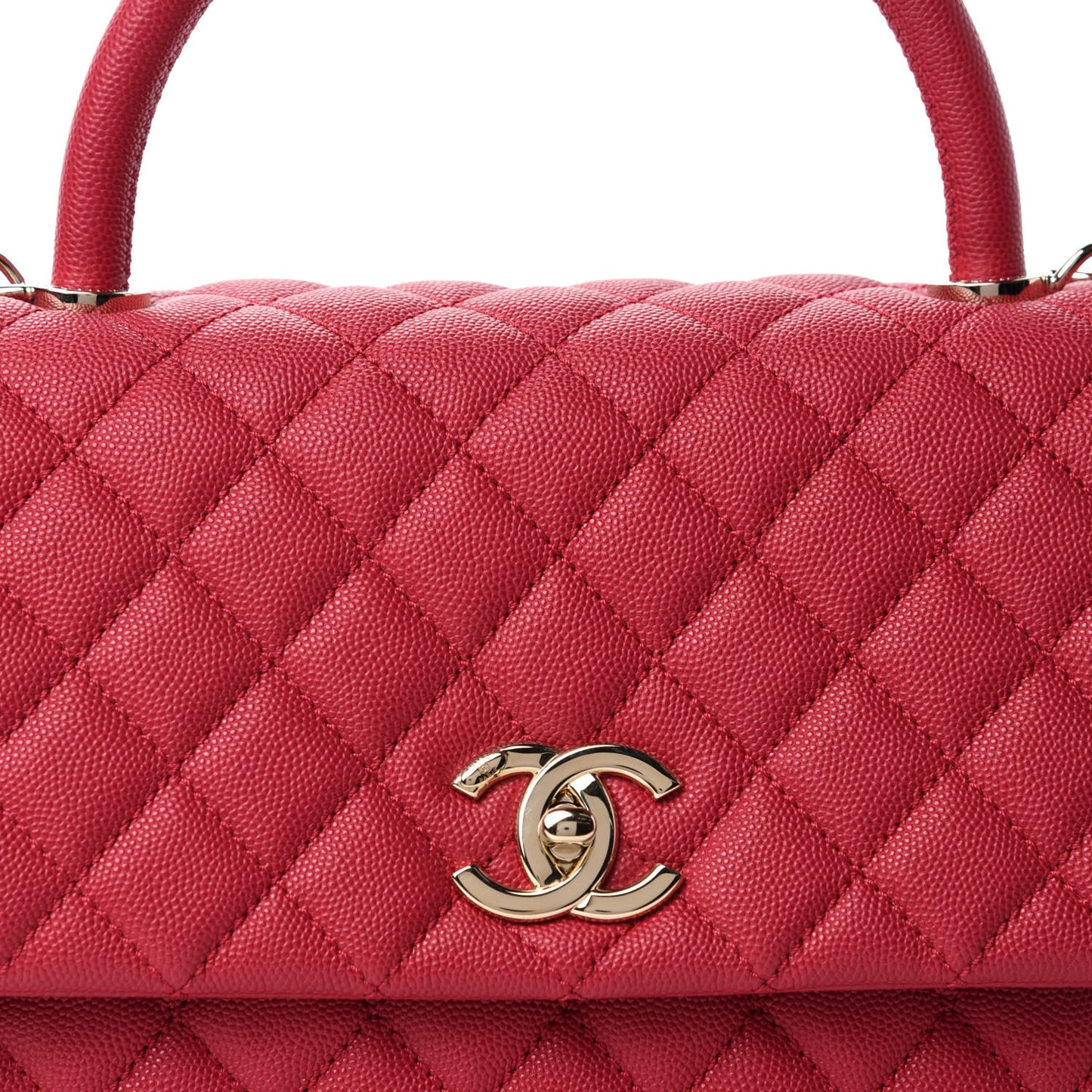 Caviar Quilted Small Coco Handle Flap Fuchsia