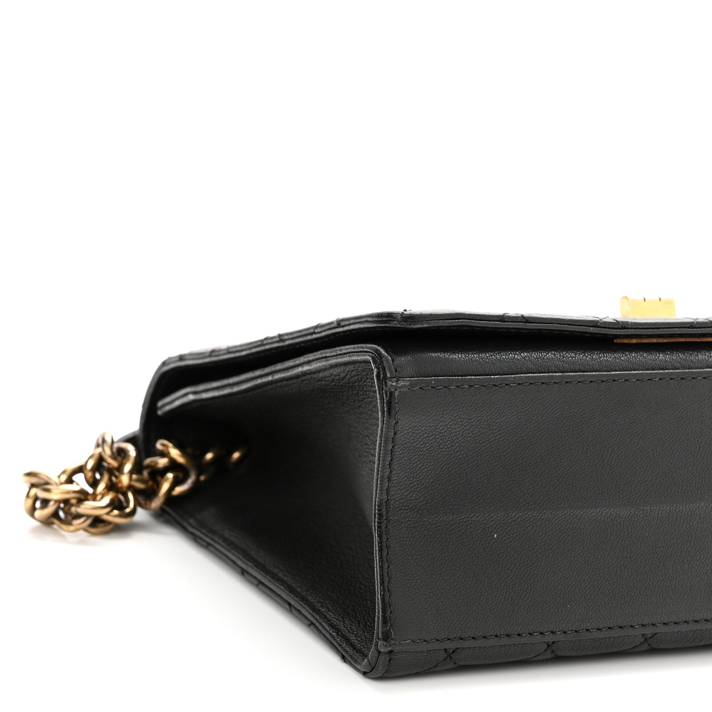 Goatskin Quilted Large Rita Top Handle Flap Black