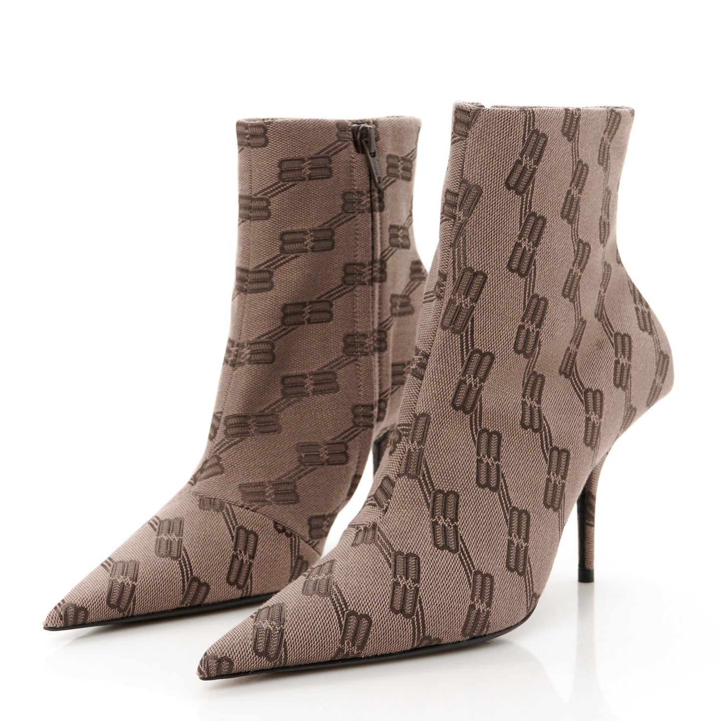 Jacquard BB Monogram Knife 80mm Bootie 37 Dark Mink Grey Dark Brown