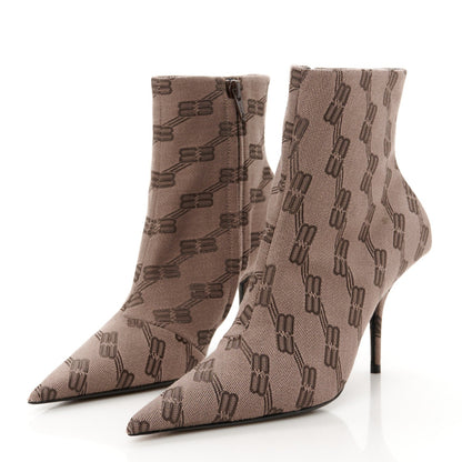 Balenciaga Jacquard BB Monogram Knife 80mm Bootie 37 Dark Mink Grey Dark Brown 4 of 7