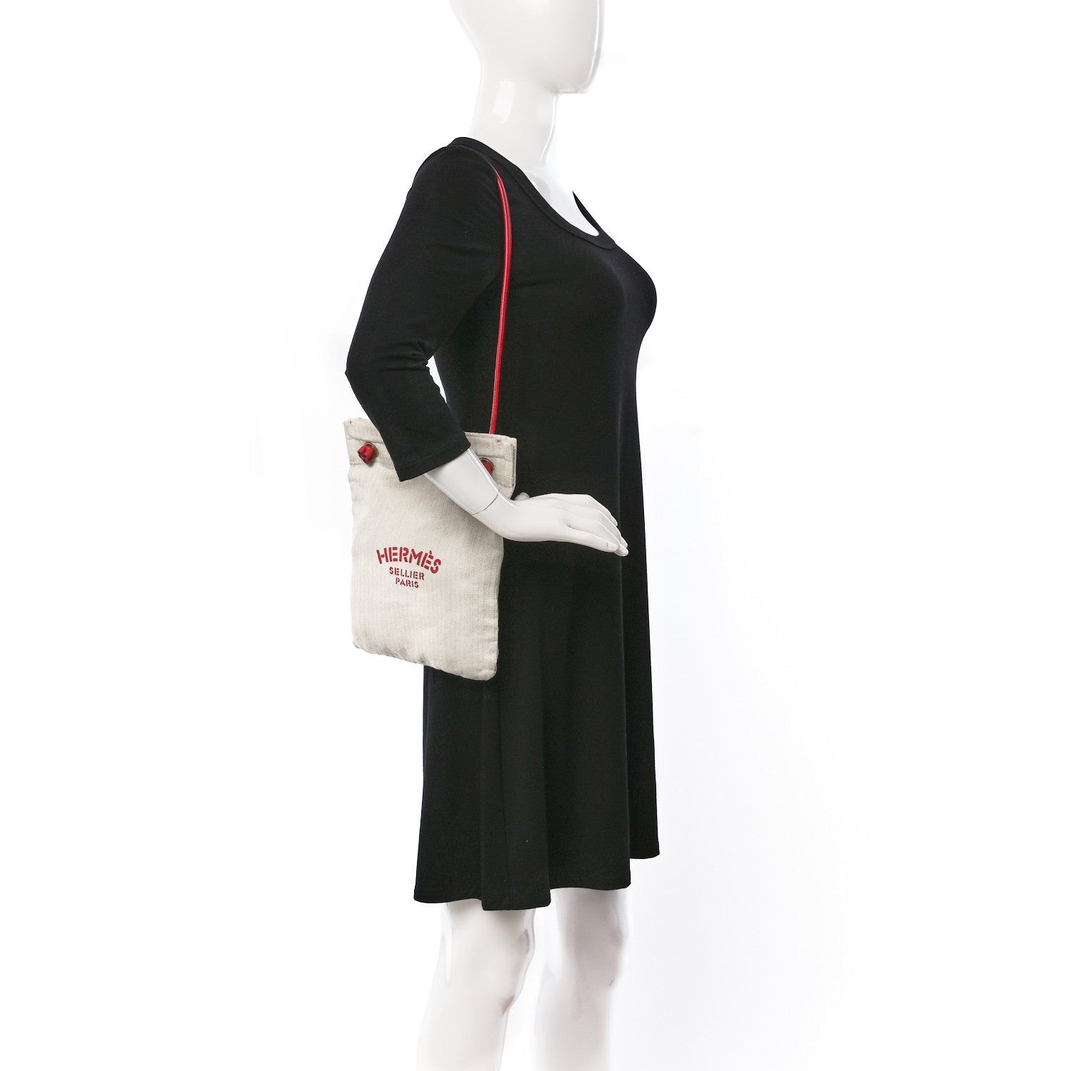 Hermes Canvas Epsom Aline Grooming Bag Red 2 of 14