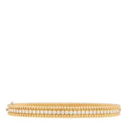 Van Cleef & Arpels 18K Yellow Gold Diamond Perlee 1-Row Bangle Bracelet S 1 of 4