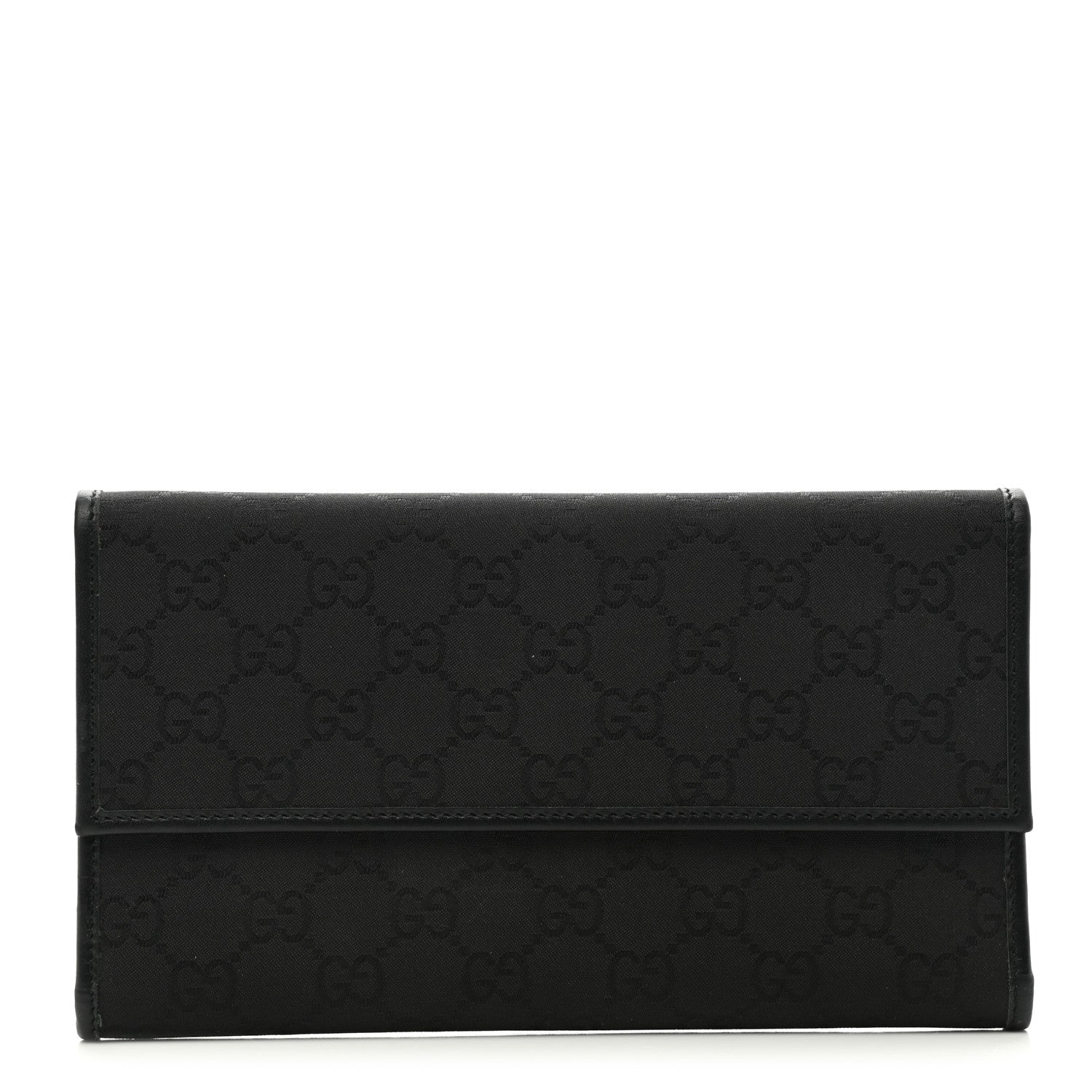 Gucci Monogram Nylon Continental Wallet Black 1 of 10