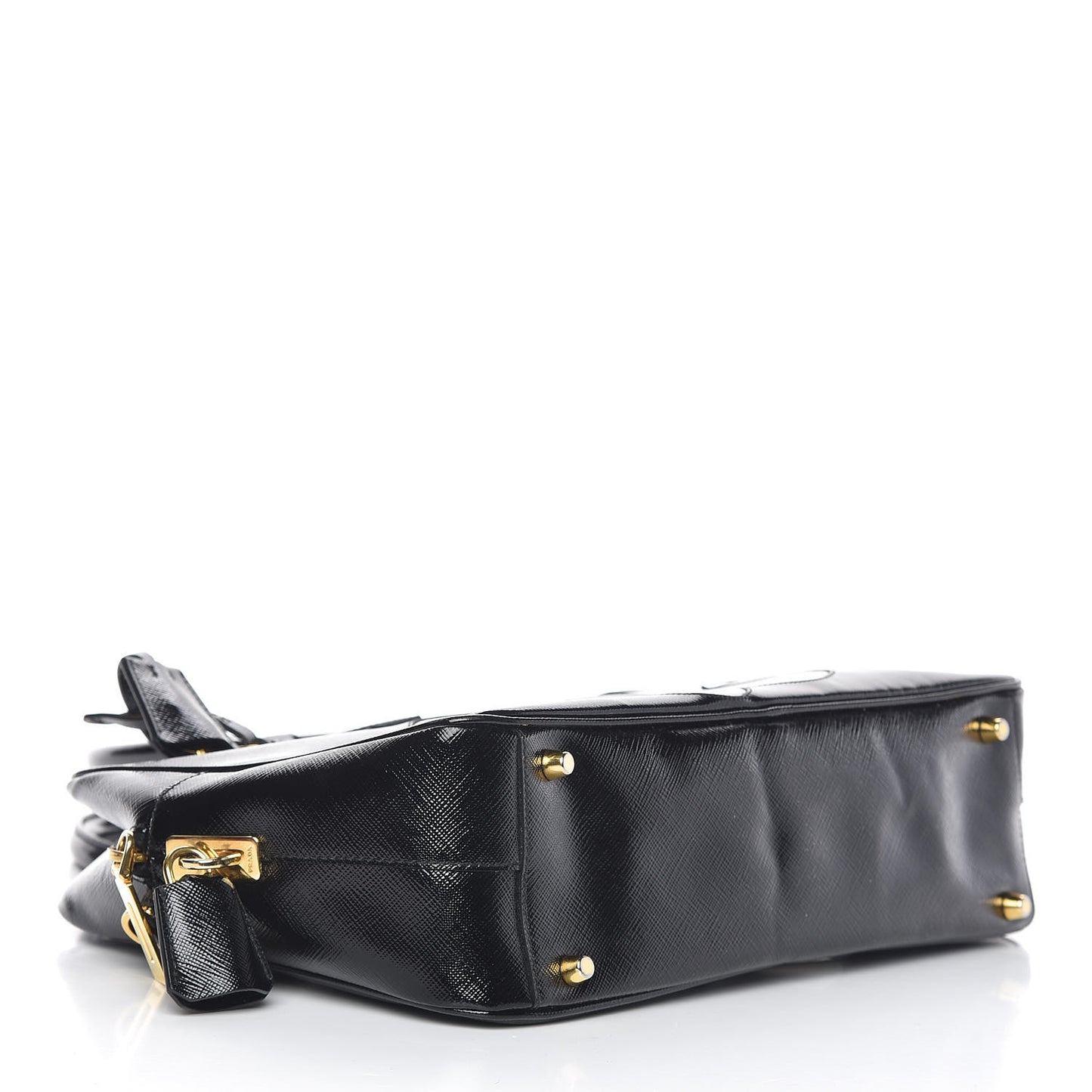 Saffiano Vernice Floral Bauletto Bag Black