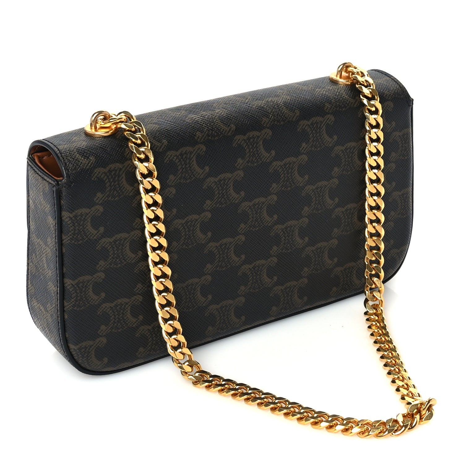 Celine Triomphe Canvas Chain Shoulder Bag Tan 2 of 8