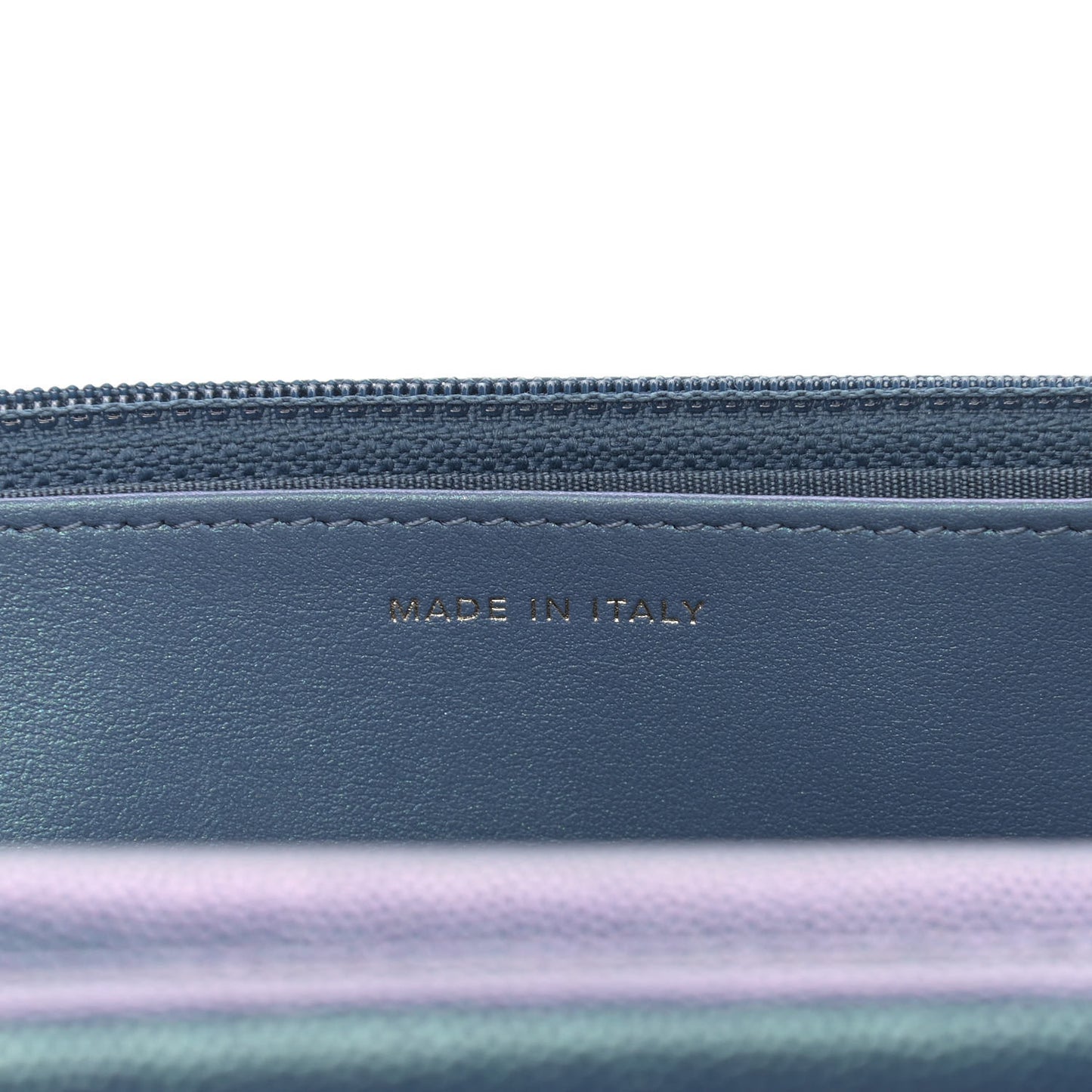 Iridescent Caviar Quilted Wallet On Chain WOC Dark Blue