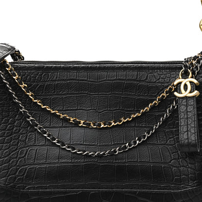 Chanel Crocodile Embossed Calfskin Medium Gabrielle Cocodile Hobo Black 8 of 10