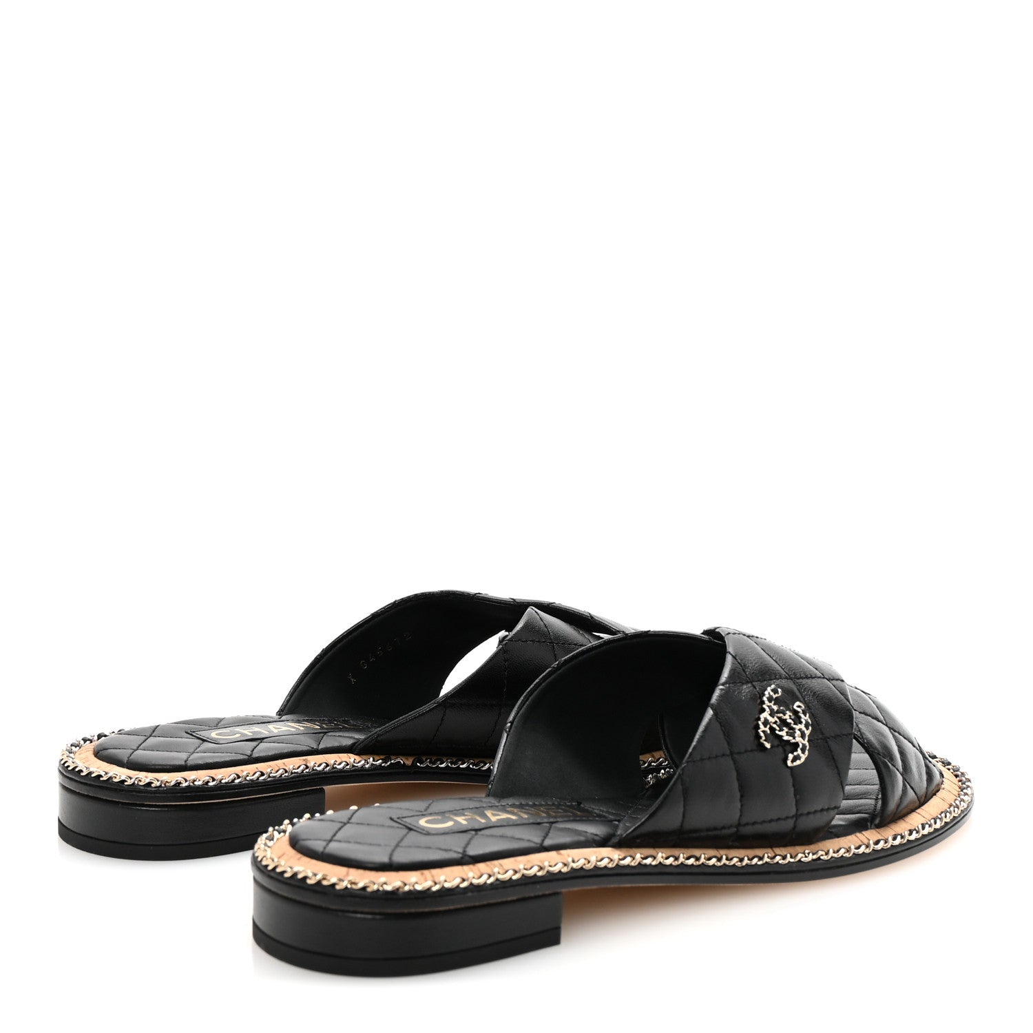Chanel Lambskin Quilted Chain CC Sandals 40 Black 5 of 9