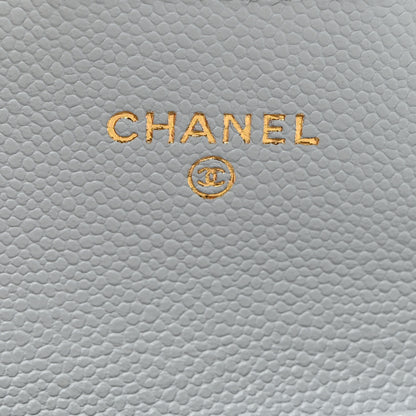 Chanel Caviar Quilted Flap Card Holder Wallet Light Blue 6 of 9
