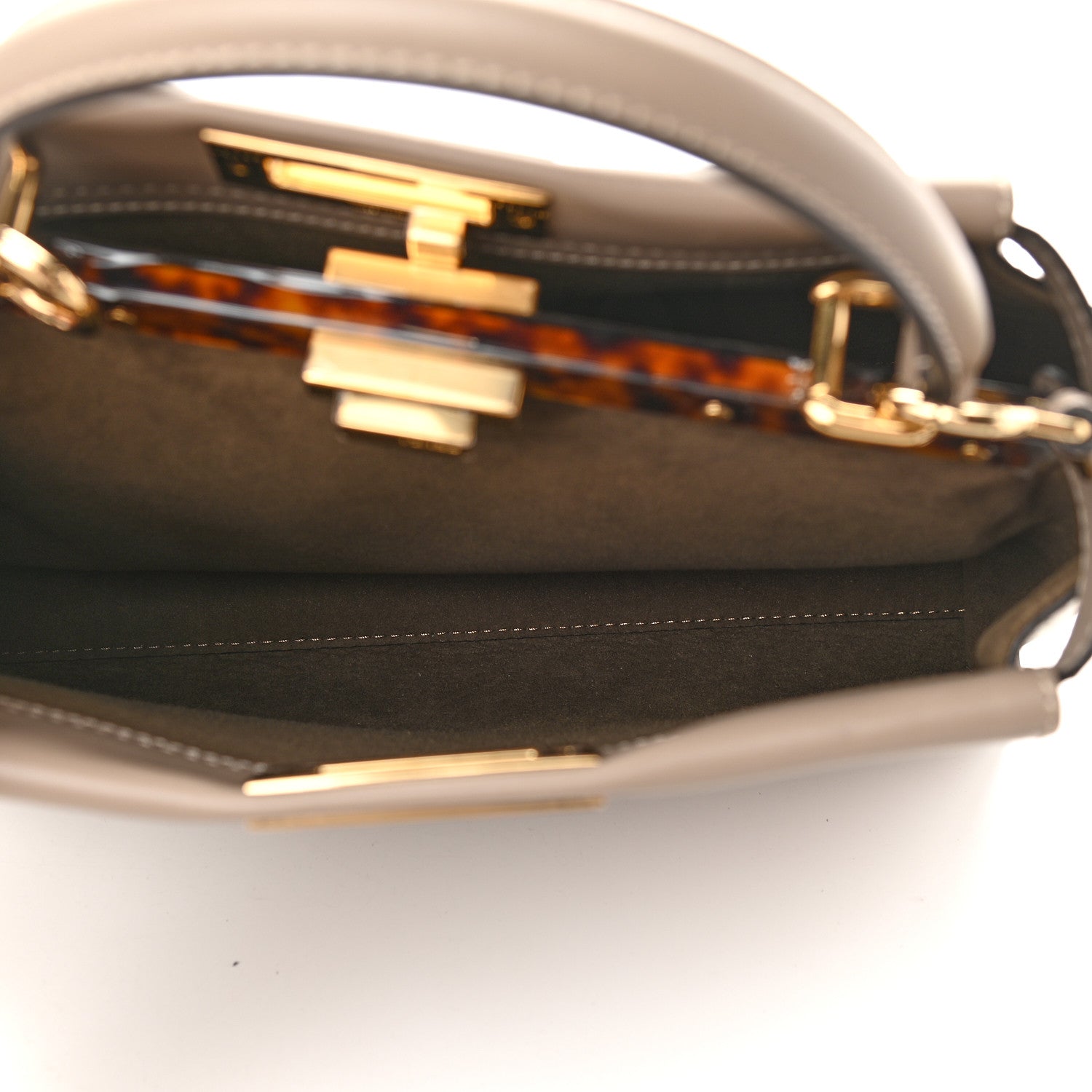 Fendi Vitello Seta Plexiglass Tortoise Medium Peekaboo Iconic Satchel Tortora 6 of 9