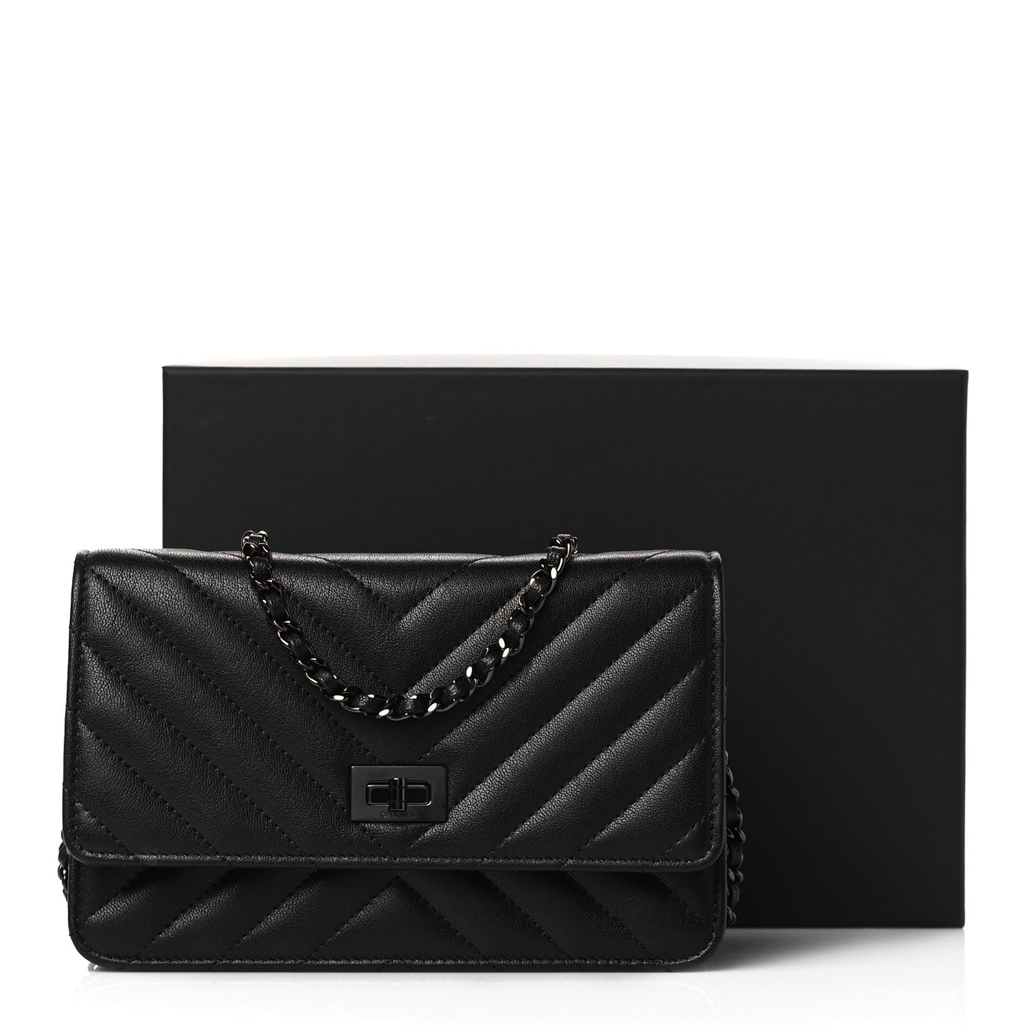Sheepskin Chevron Reissue Wallet On Chain WOC So Black