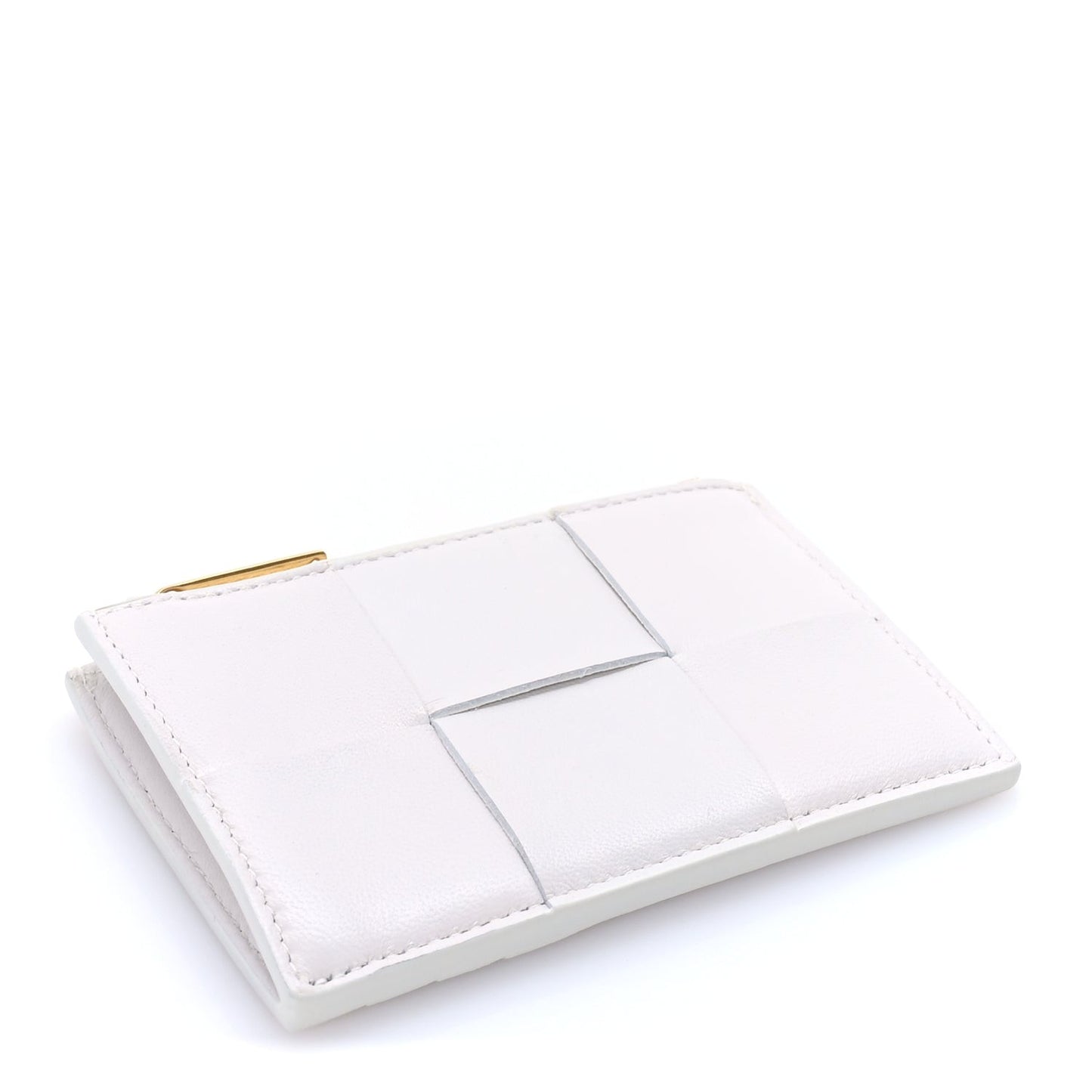 Nappa Intreccio Cassette Zipped Card Case White
