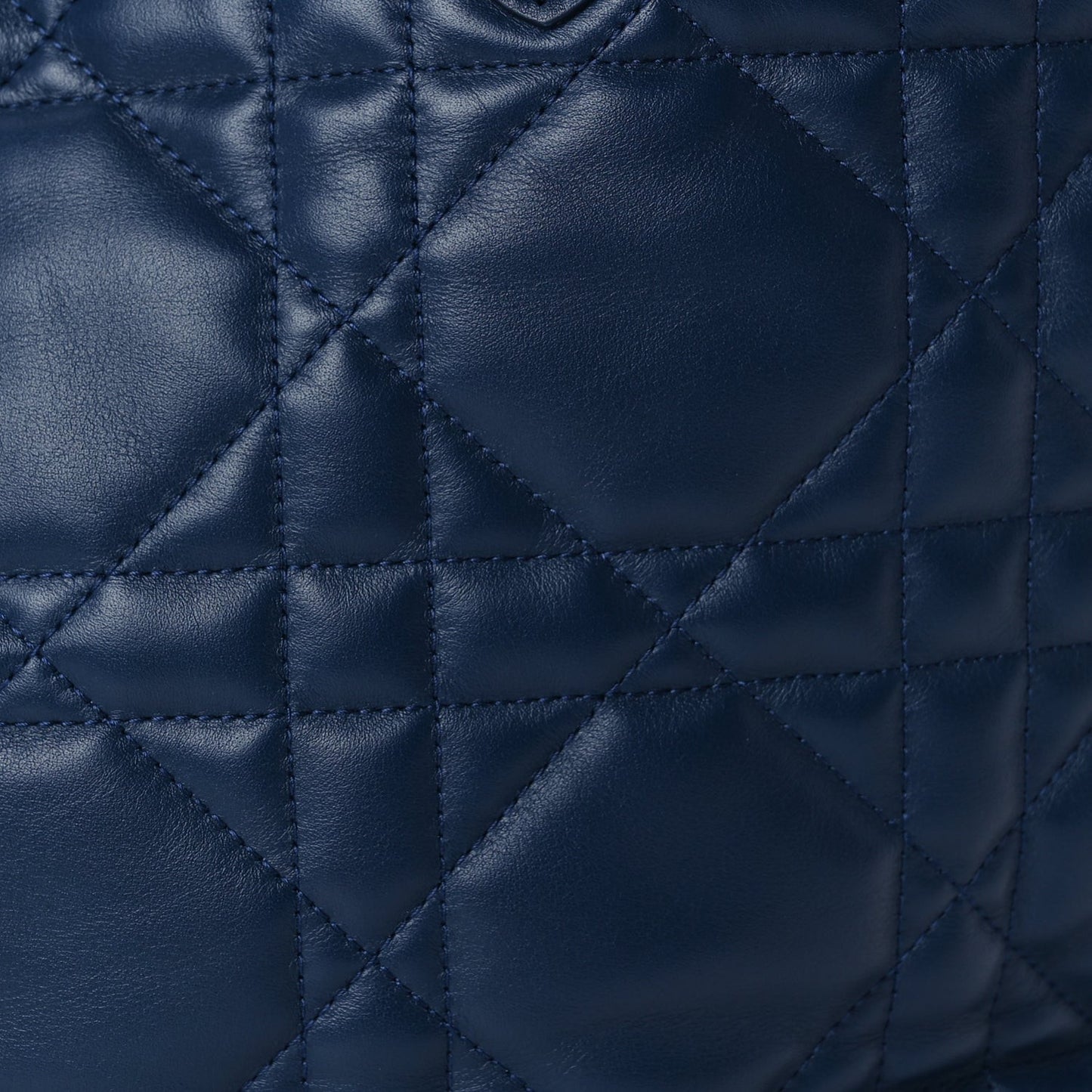 Calfskin Macrocannage Large Toujours   Deep Ocean Blue