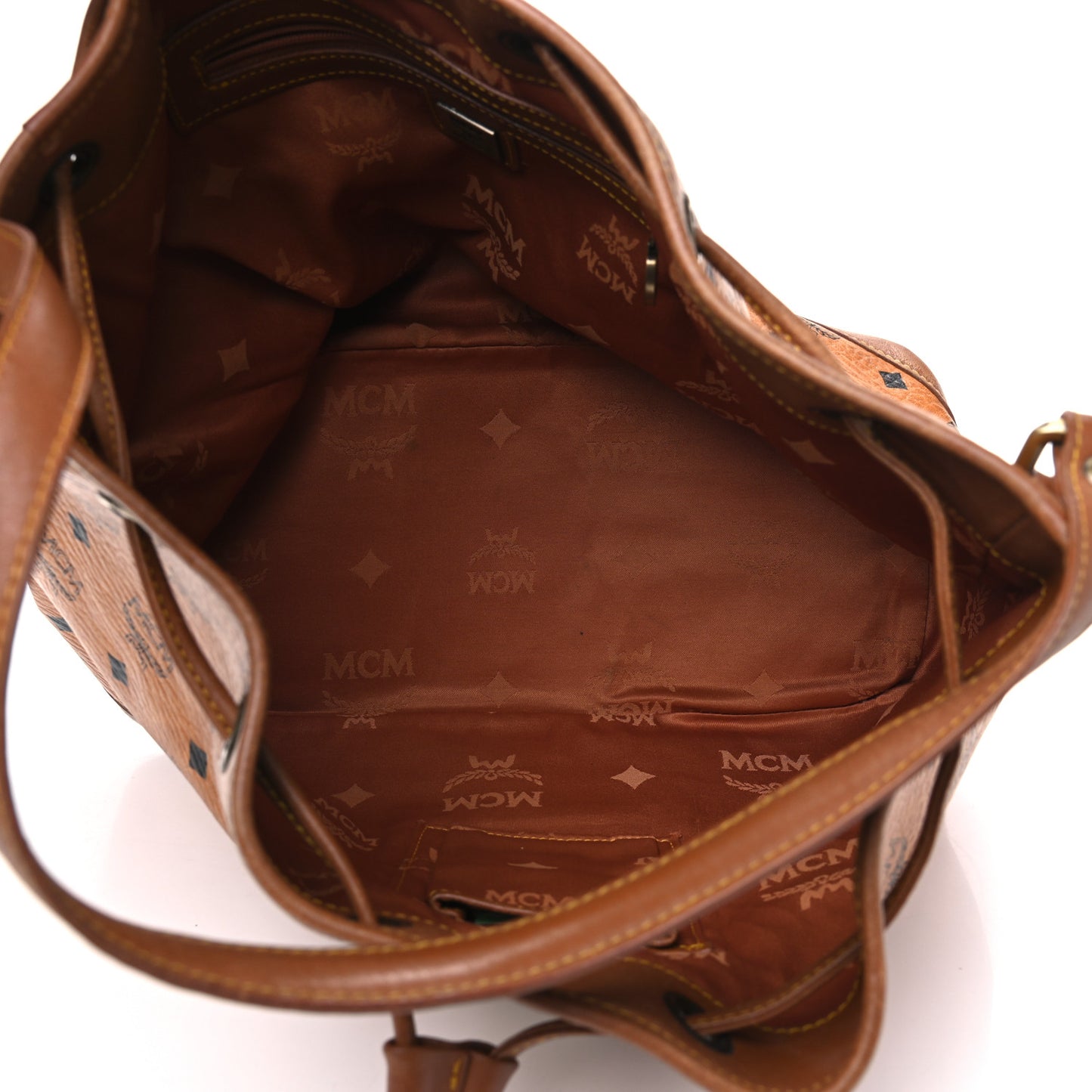 Visetos Drawstring Bucket Bag Cognac
