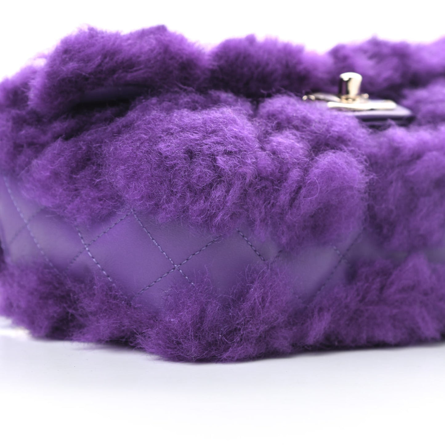Shearling Lambskin Quilted Flap Purple