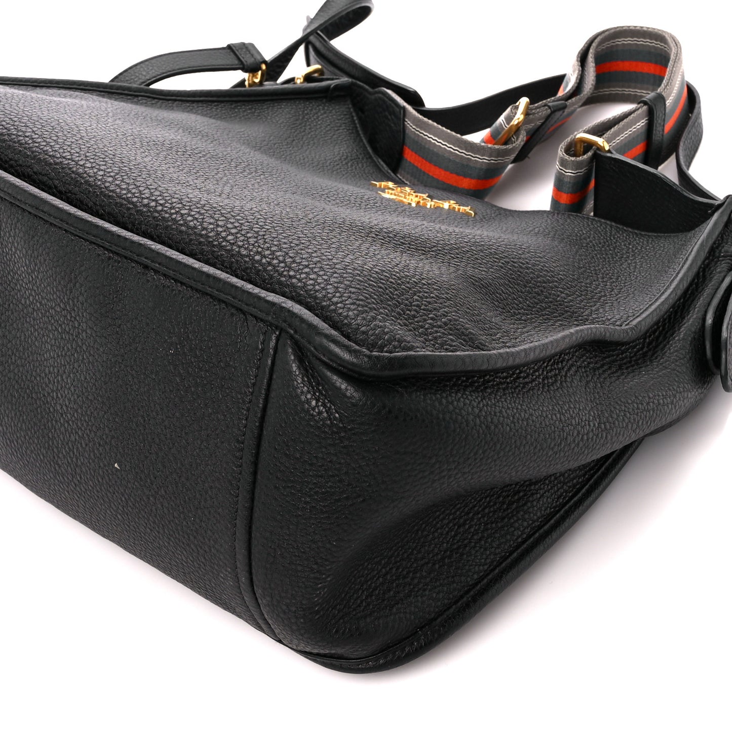 Vitello Daino Double Strap Messenger Black