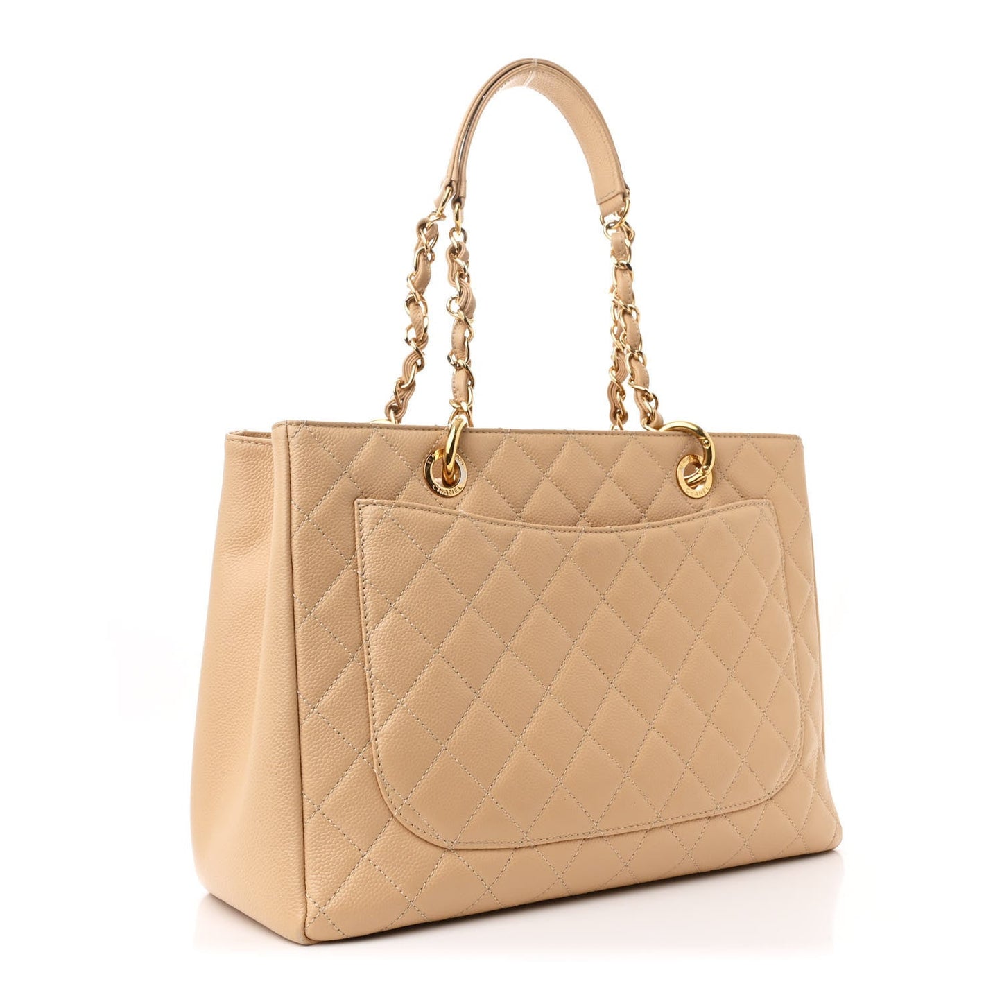 Caviar Quilted Grand Shopping Tote GST Beige Clair