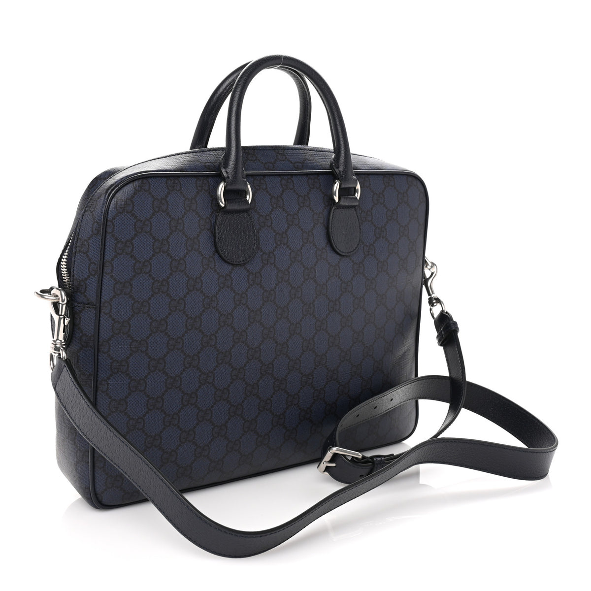 GG Supreme Monogram Textured Calfskin Medium Ophidia Briefcase Blue